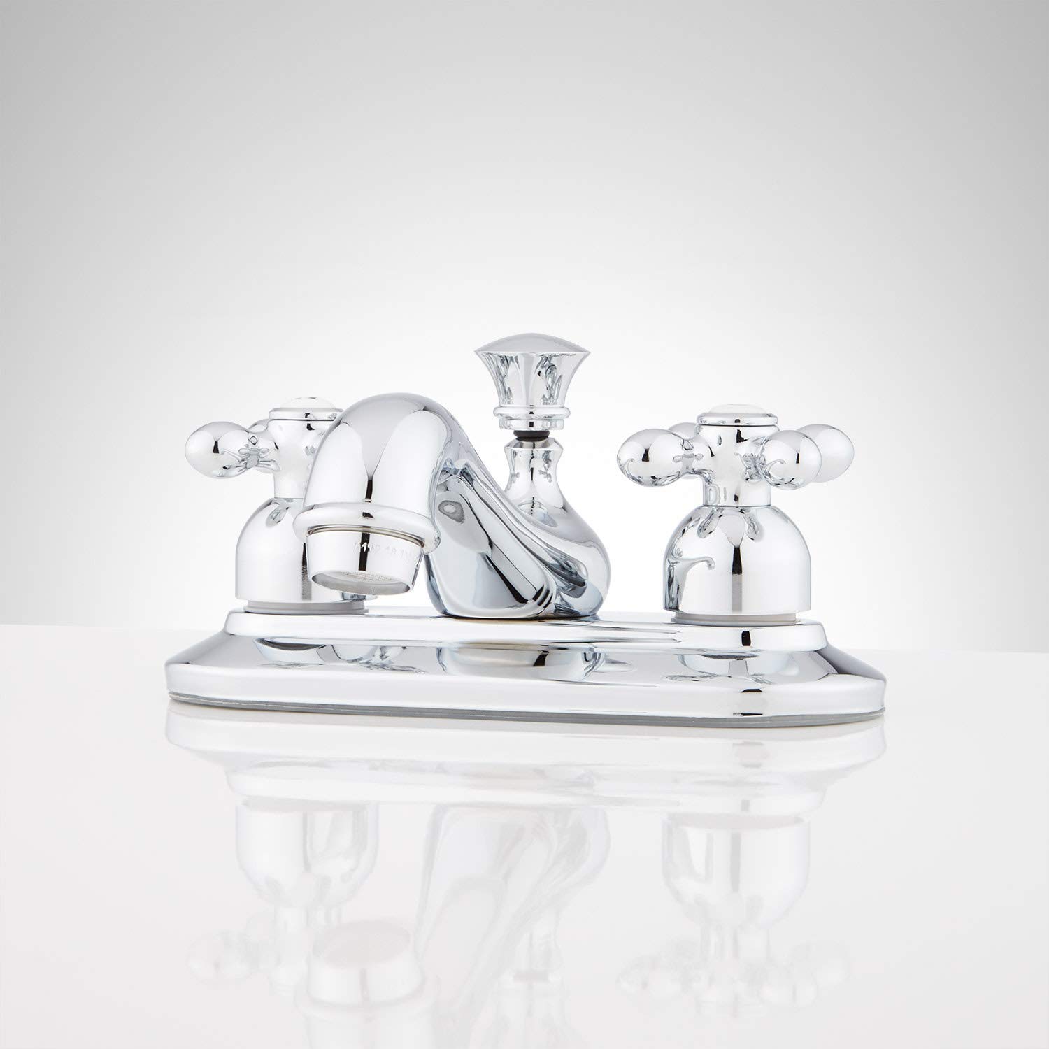 Signature Hardware 158294 1.2 GPM Centerset Bathroom Faucet with Metal Cross Handles & Pop-up Drain - Chrome Finish | Perfect for Bathroom Vanities, Guest Baths & Powder Rooms