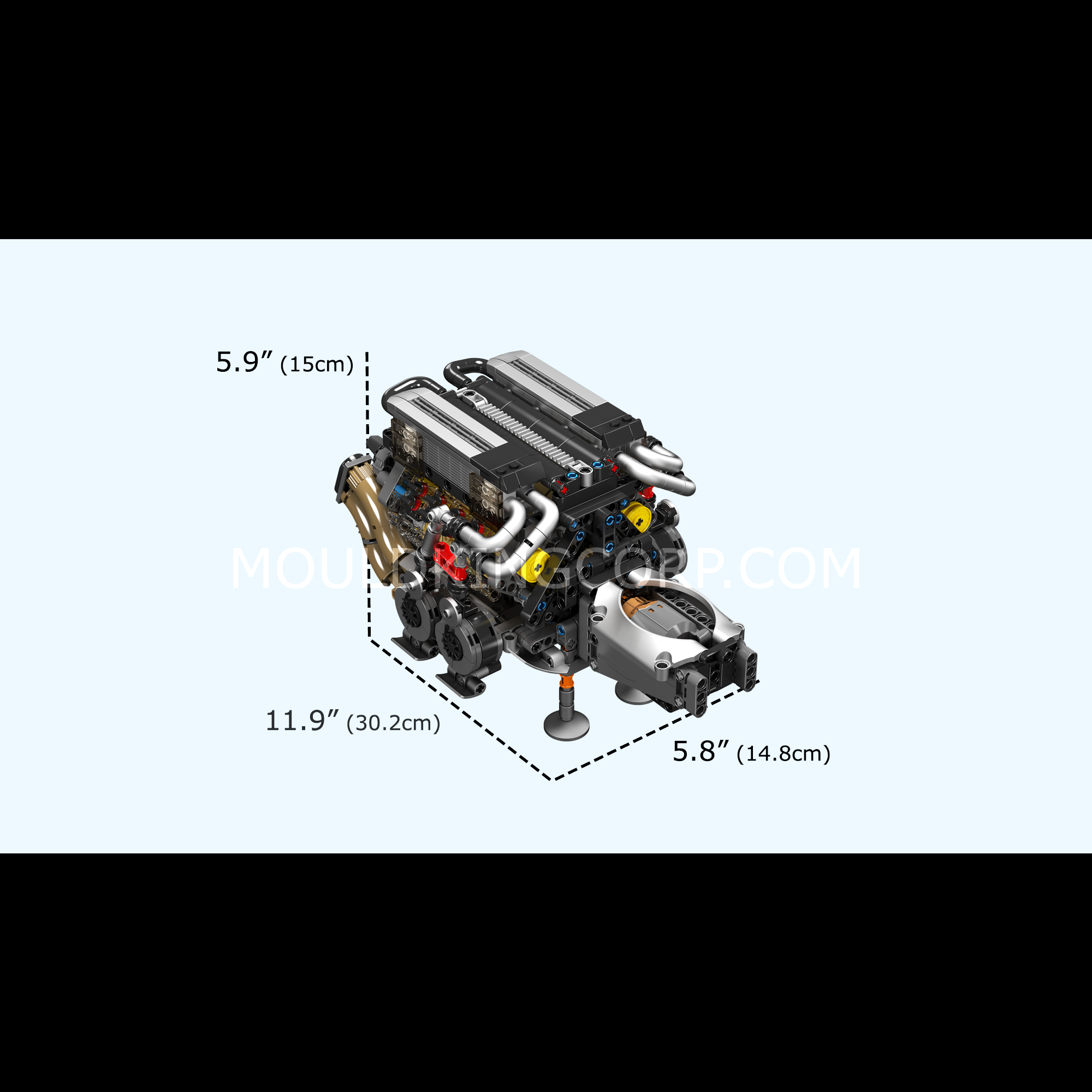 Mould King 10131 BGT Motorized W16 Engine Model Building Kit - 952 Piece DIY Construction Set for Adults & Teens - Perfect for STEM Learning, Car Enthusiasts & Home Decoration