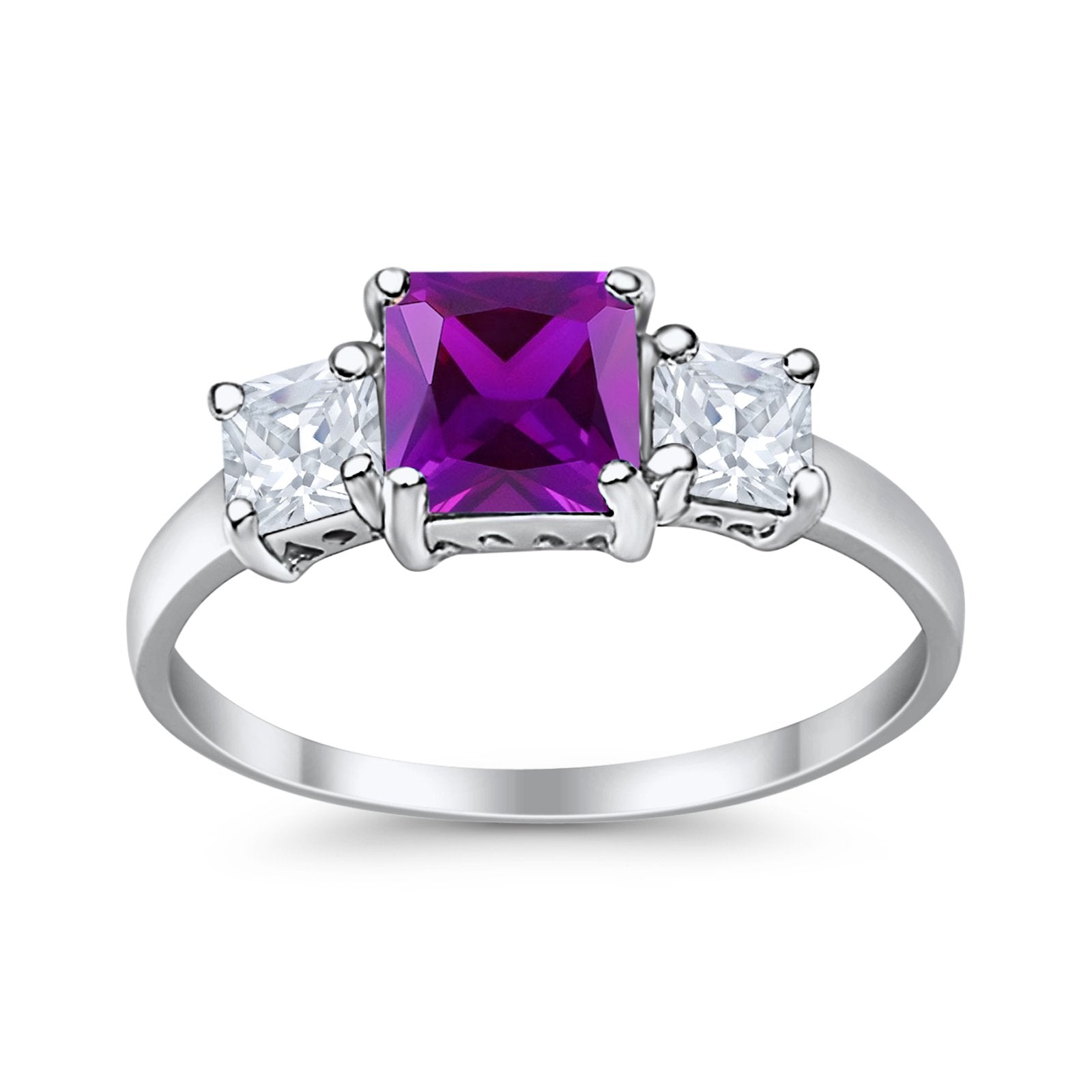 3 Stone Princess Cut Cubic Zirconia Ring - 925 Sterling Silver Fashion Jewelry for Women - Perfect for Weddings, Anniversaries & Special Occasions