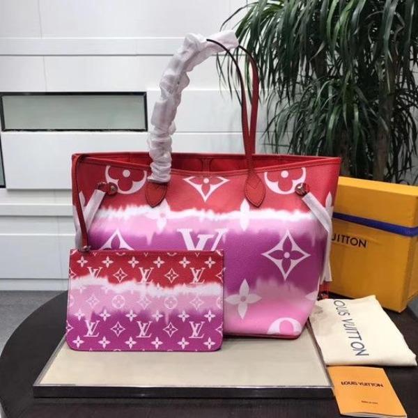 Authentic Louis Vuitton Escale Neverfull MM Tote Bag in Rouge - Stylish Designer Handbag for Women, Perfect for Work, Travel & Everyday Use