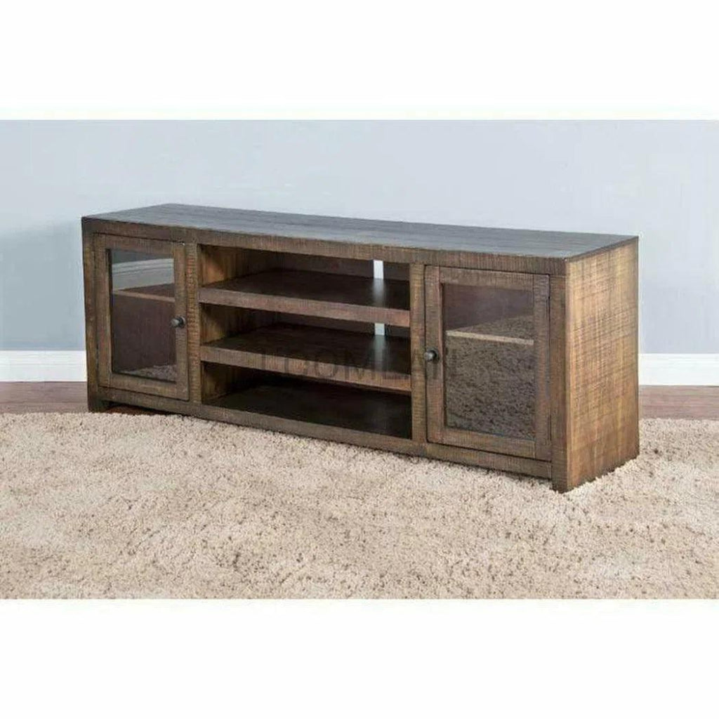 72 Inch TV Stand with Glass Doors and Solid Wood Frame - Perfect for Living Room, Bedroom, and Home Theater Setup