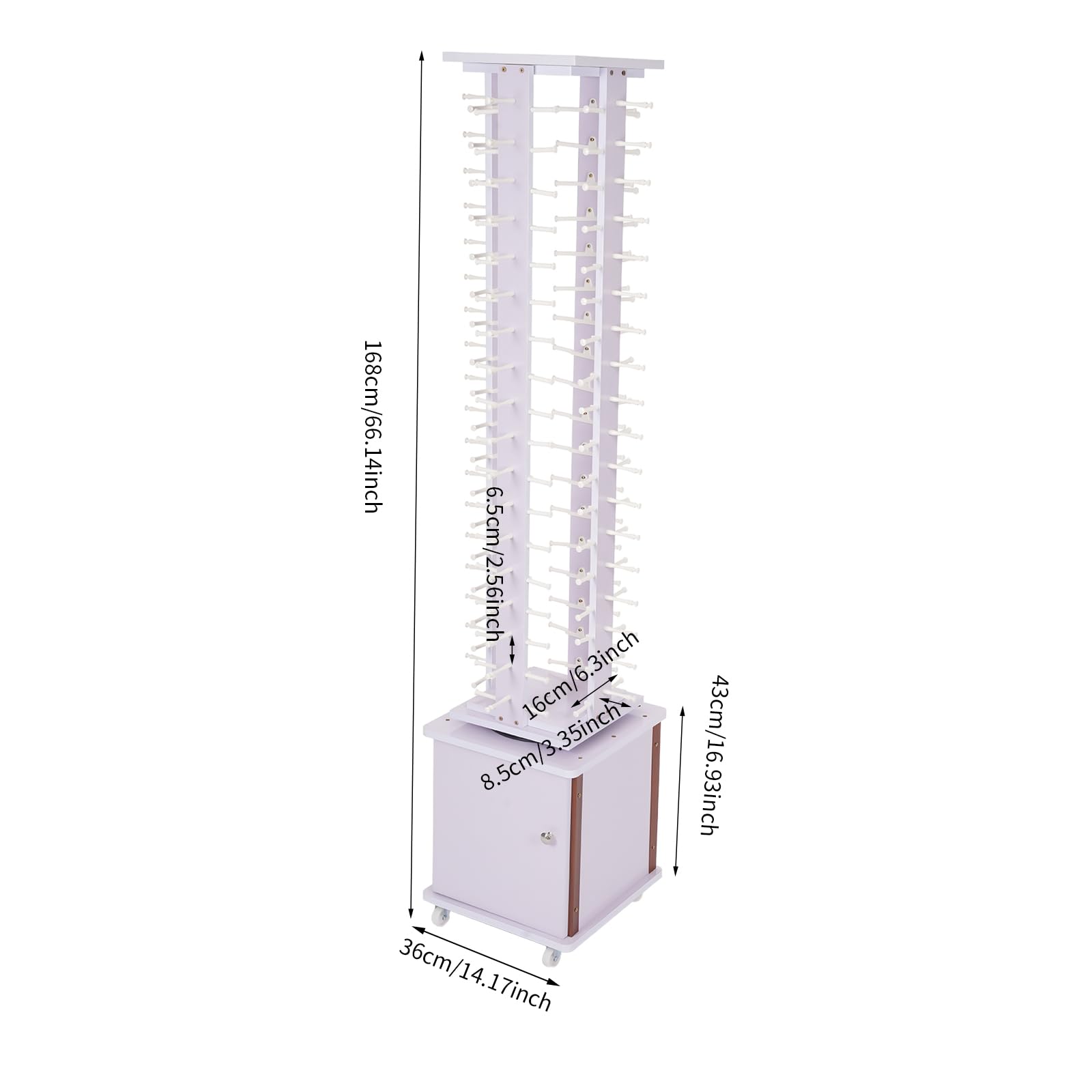 360° Rotating Glasses Storage Display Stand with Cabinet & Wheels - Purple Sunglasses Retail Floor Display Organizer Holds 72 Pairs - Perfect for Eyewear Stores, Boutiques & Optical Shops
