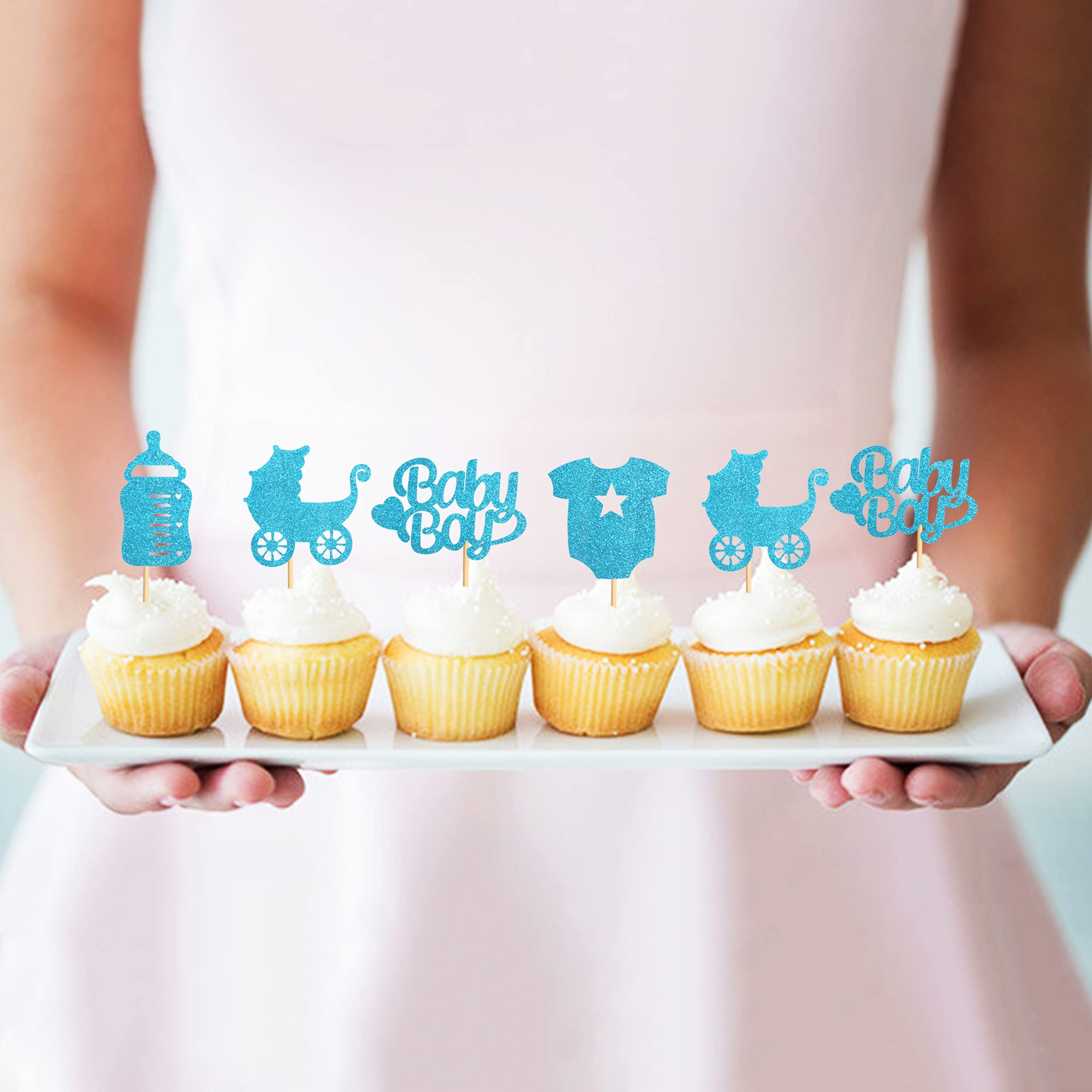 36 Pack Baby Shower Cupcake Toppers for Boys - Adorable Baby Shower Cake Decorations, Birthday Party Cupcake Picks - Perfect for Baby Showers, Gender Reveals & 1st Birthday Celebrations