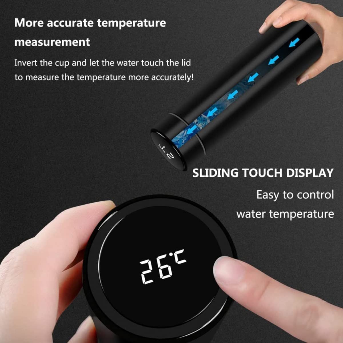 KGN MART Smart Thermos - 500ml Stainless Steel Vacuum Insulated Water Bottle with LED Temperature Display | Keeps Hot & Cold for 24 Hours | Leakproof Travel Mug for Hiking, Gym, Office & Outdoor Activities