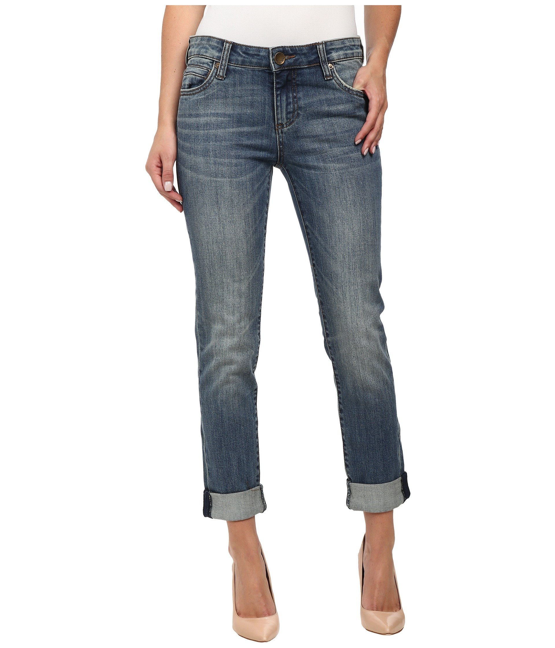 KUT from the Kloth Catherine Boyfriend Jeans for Women - High Waist Distressed Denim Pants - Comfortable Stretch Skinny Fit Jeans for Casual Wear and Everyday Outfits