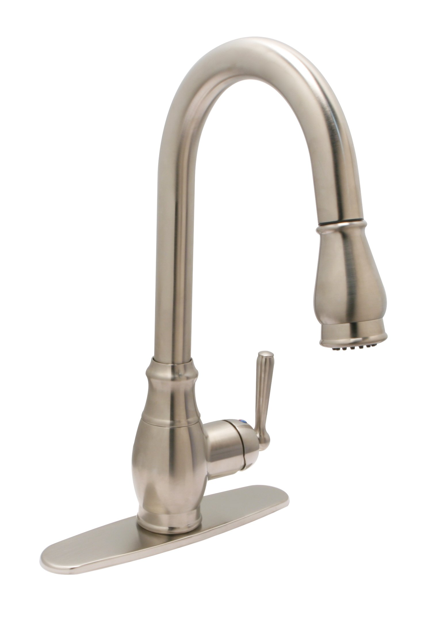 Huntington Brass 51191-72 Single-Handle Pull-Down Kitchen Faucet with Sprayer - Satin Nickel Finish & Optional Deck Plate | Perfect for Modern Kitchens & Easy Dishwashing