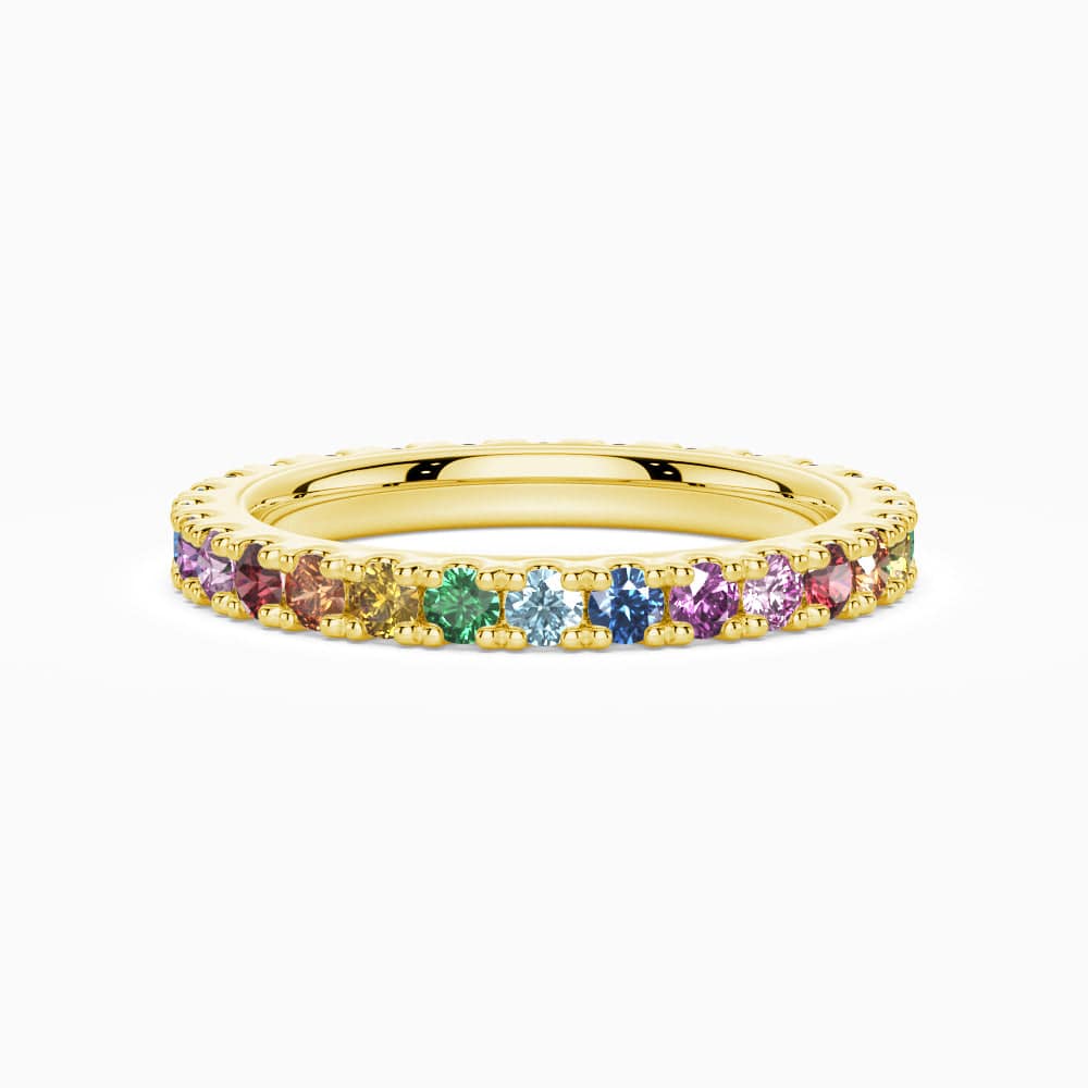 Multi Color Rainbow Gemstone Eternity Ring for Women - Elegant Stackable Wedding Band, Anniversary Gift for Her - Perfect for Everyday Wear, Special Occasions & Jewelry Layering