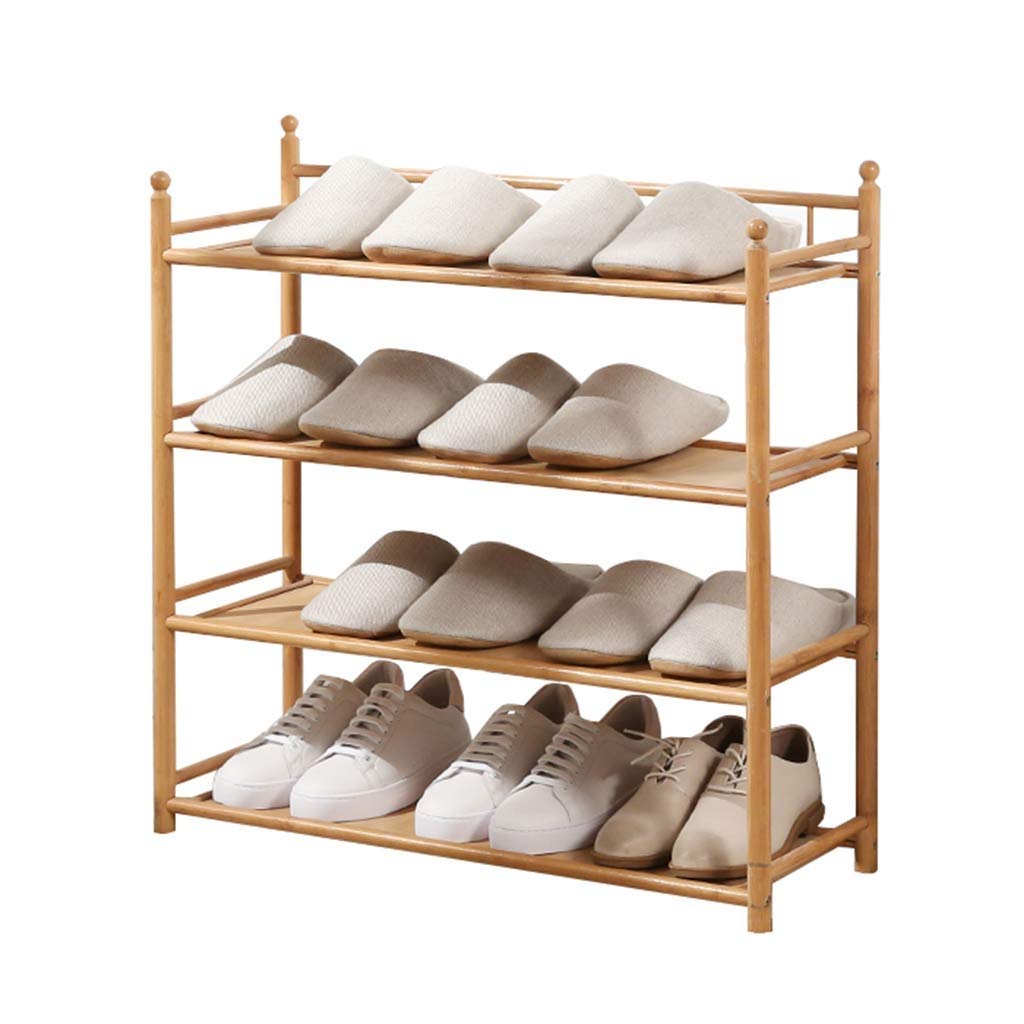 4-Layer Bamboo Shoe Rack Organizer - NYKK Entrance Shoe Sack for High Heels, Slippers & Casual Shoes - Holds 12 Pairs - Perfect for Living Room, Bedroom & Hallway Storage (70cm) - Space-Saving Shoe Storage Solution for Small Apartments & Entryways
