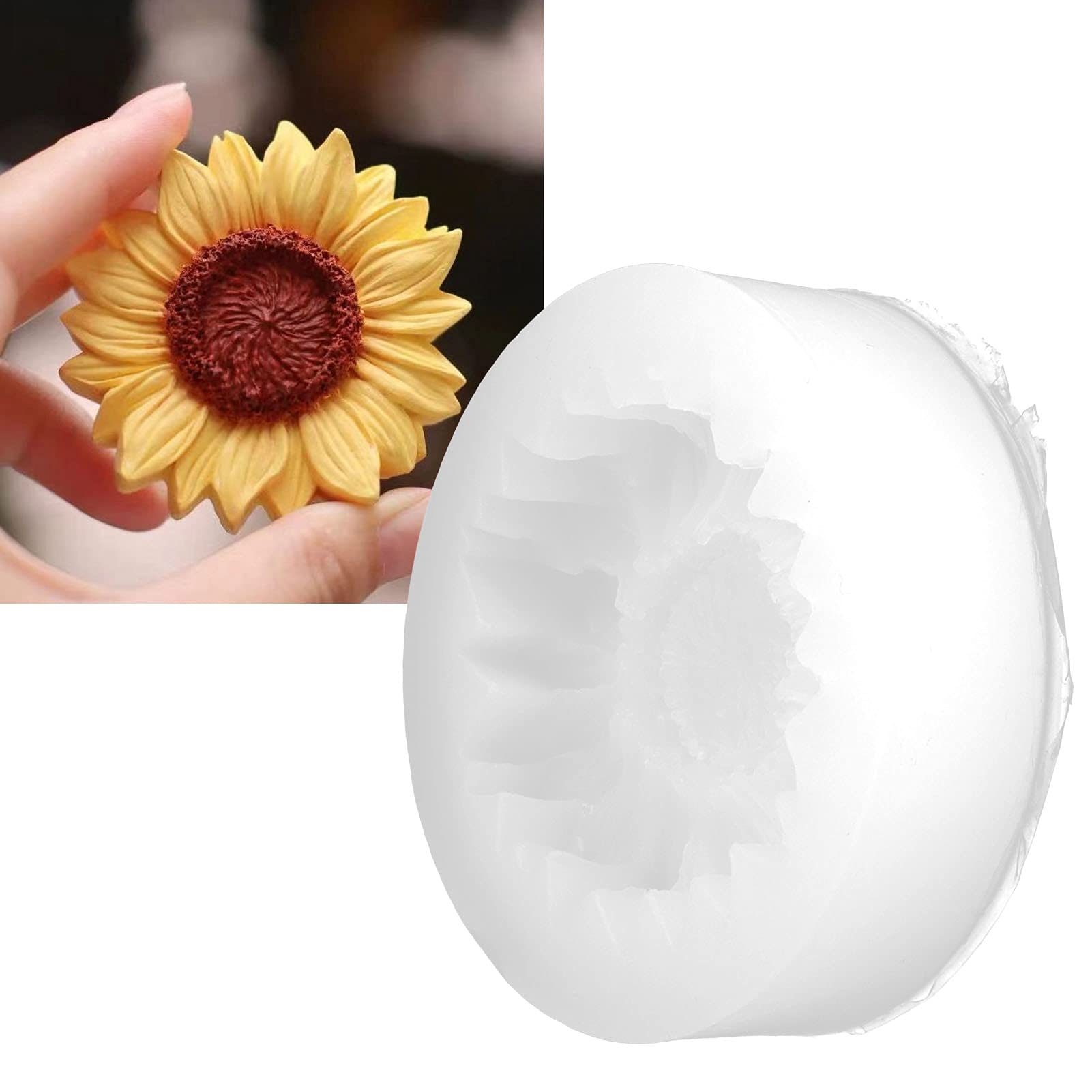 Premium Round Sunflower Silicone Molds for Baking - Fondant & Chocolate Cake Decorations, Flower Cake Toppers - White No-Hole Design - Perfect for Birthday Cakes, Cupcakes, Wedding Desserts & DIY Home Baking