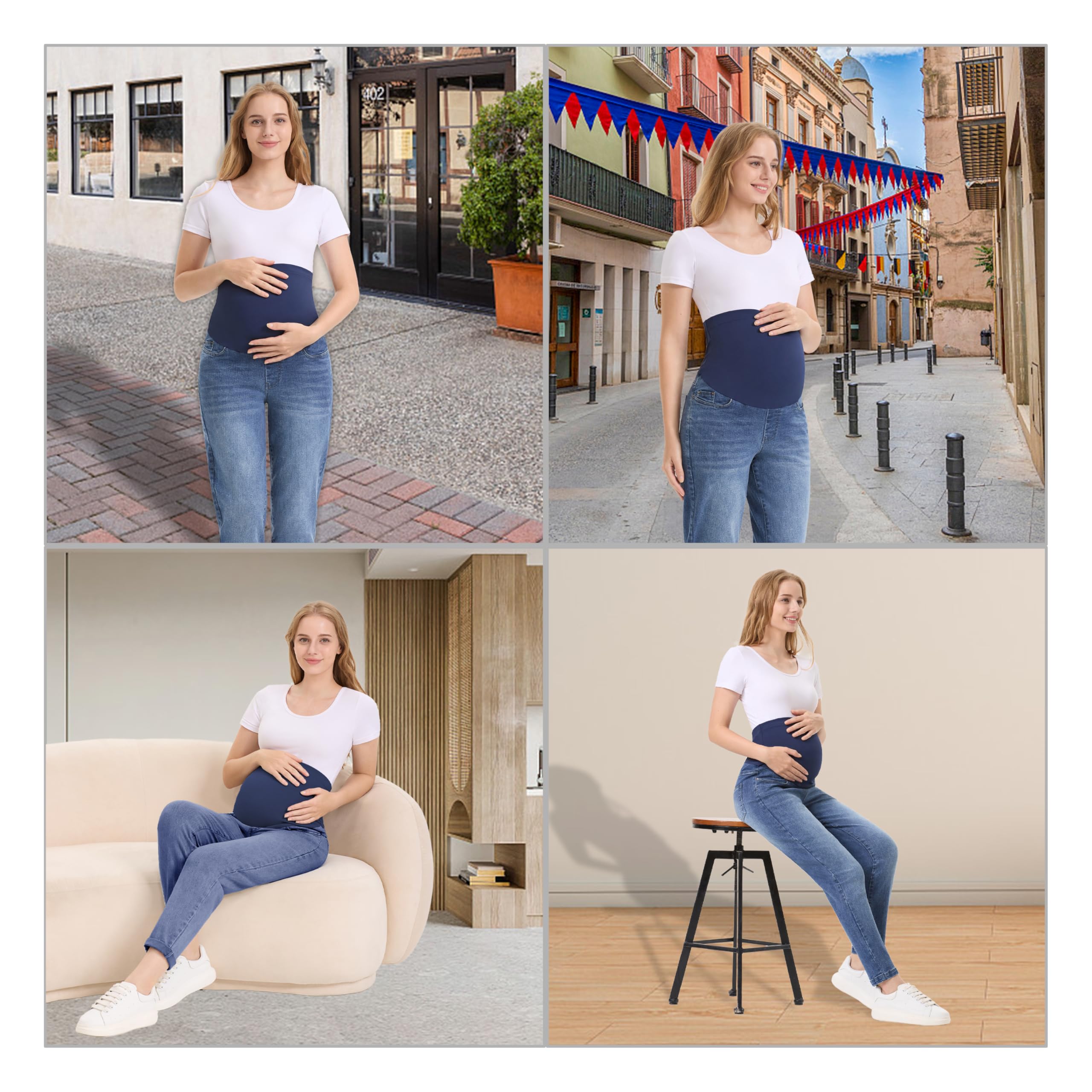 Stylish Women's Maternity Boyfriend Jeans - Over Belly Stretch Denim Pregnancy Pants for Comfort & Fashion | Perfect for Casual Outings, Work & Everyday Wear