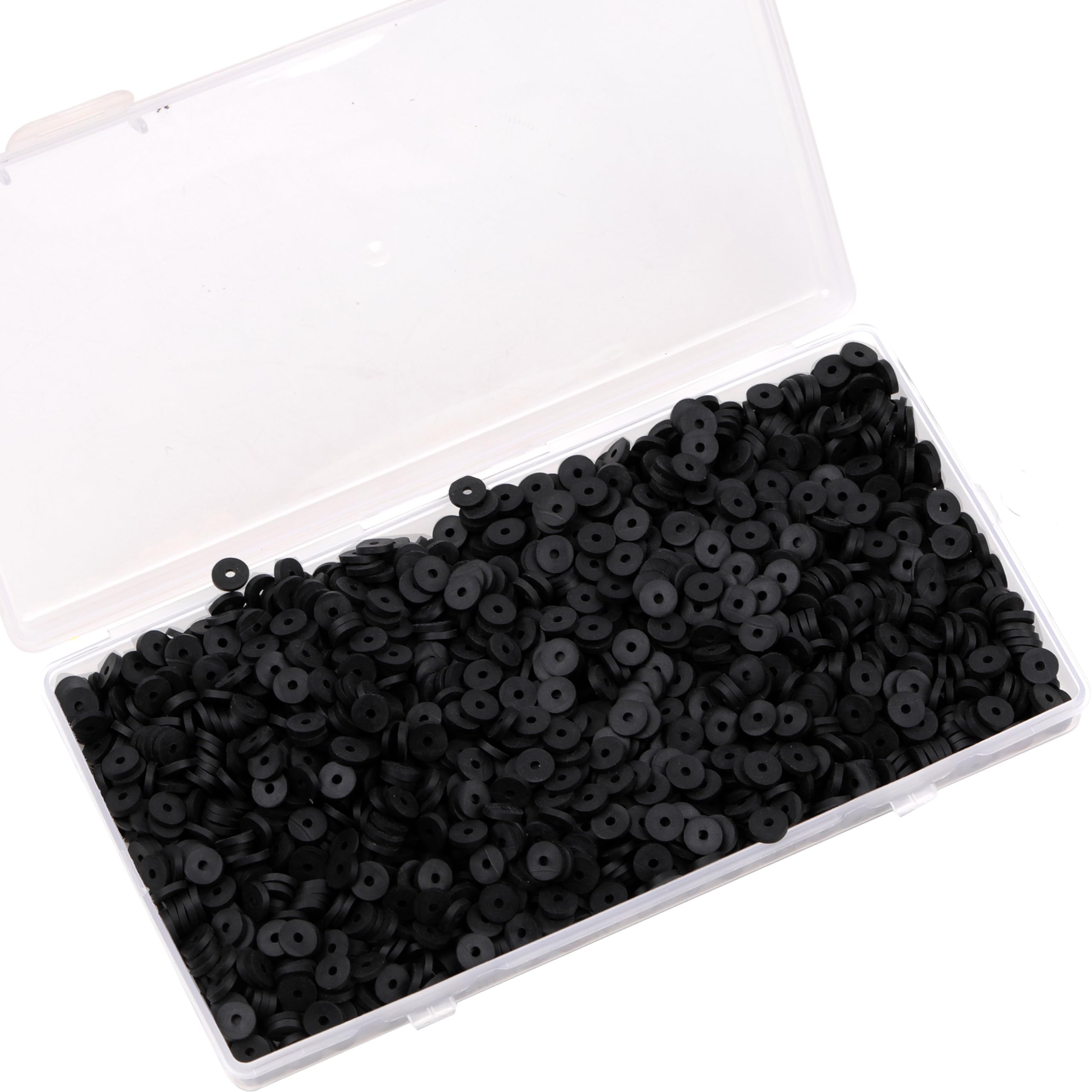 2000Pcs White Polymer Clay Beads - 6mm Round Flat Spacer Beads for DIY Jewelry Making, Bracelets, Necklaces & Earrings - Perfect for Craft Gifts & Adults Accessories (Black) - Great for Handmade Jewelry, Party Favors & Creative Projects