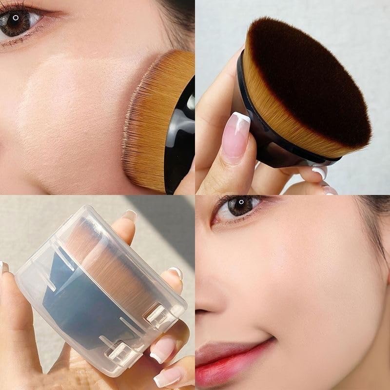 ATHA Liquid Makeup Brush - Professional Flat Top Kabuki Foundation Brush for Seamless Blending of Liquid, Cream & Powder | Travel-Friendly with Case (Multicolor) | Perfect for Everyday Makeup & On-The-Go Touchups