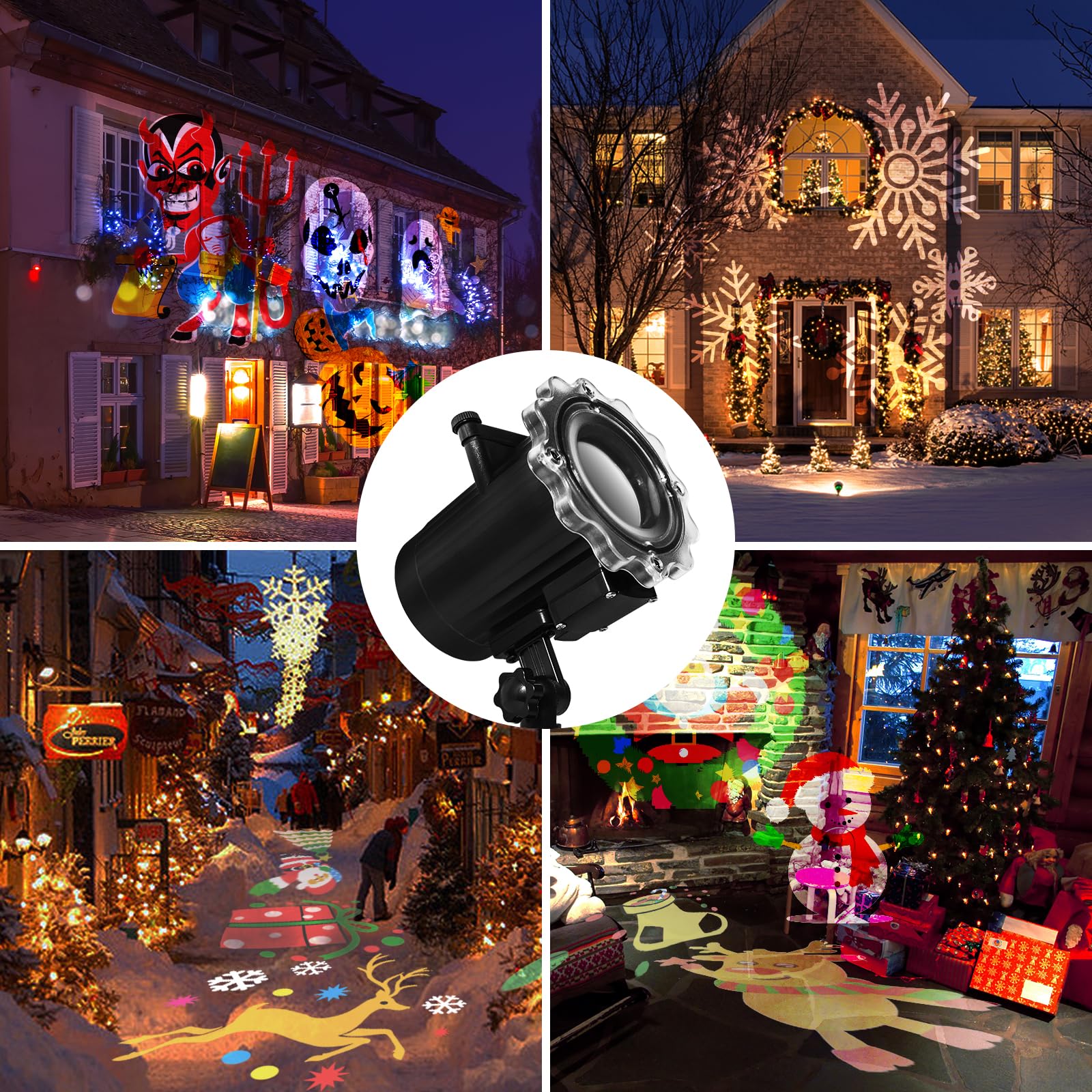 Outdoor Holiday Projector Lights - 10 Themes, 16 Slides, Waterproof with Remote Control & Timer - Perfect for Valentine's Day, Easter, Halloween, Birthday Parties & Year-Round Decorations