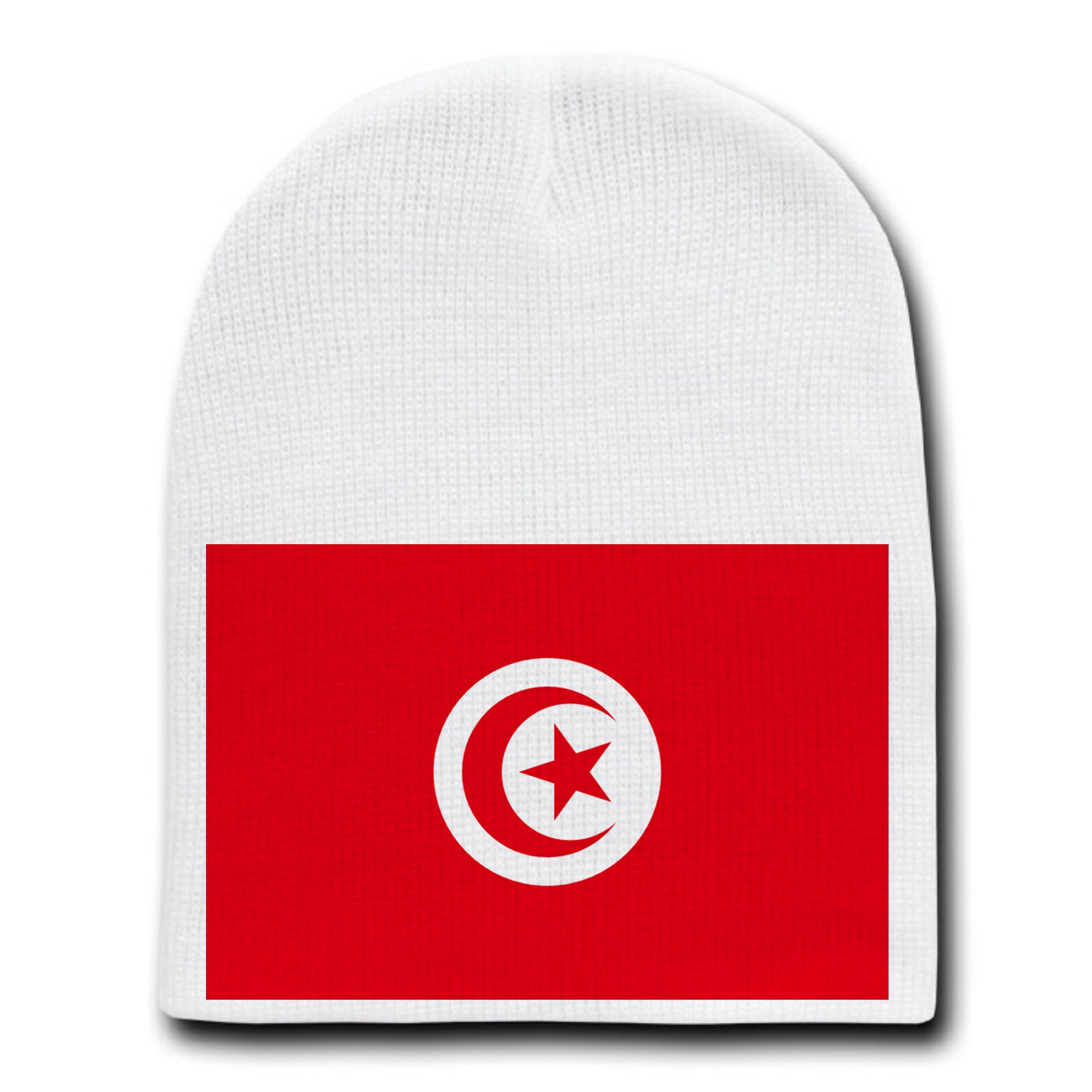 Tunisia National Flag Beanie Hat - Patriotic White Skull Cap for Men & Women - Perfect for Sports, Outdoor Activities & National Pride Events