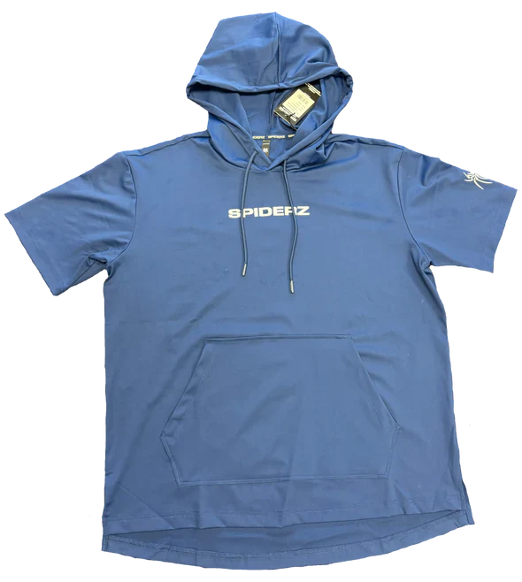 Spiderz Men's Short Sleeve Training Hoodie - Lightweight Workout Jacket for Gym & Running (Black, Navy, Gray) - Perfect for Fitness, Jogging & Casual Wear