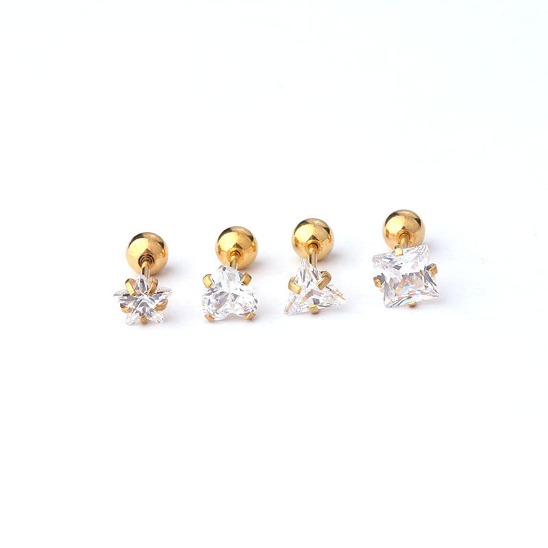20G Cartilage Tiny Stud Earrings - Geometric Minimalist Earrings for Women | HSPJ358 | Perfect for Daily Wear, Parties & Gifting