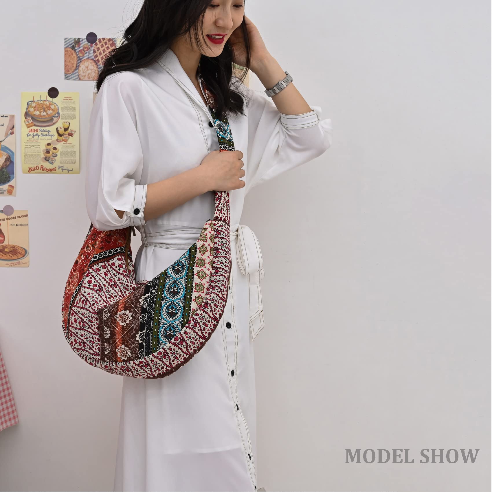 KARRESLY Women's Crossbody Bag - Adjustable Strap Ethnic Style Shoulder Purse for Everyday Use, Travel & Shopping