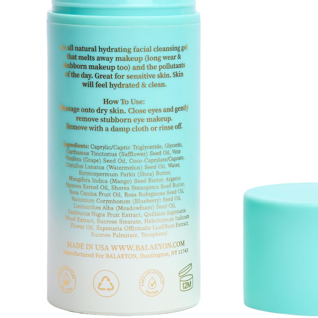 Dew Away 3-in-1 Cleansing Gel Makeup Remover | Waterproof Mascara Remover | Oil-Based Moisturizing Facial Cleanser for Sensitive Skin | All Natural Formula | TSA Approved Travel Size 3.38 fl oz | Perfect for Daily Makeup Removal & Travel Skincare Routine
