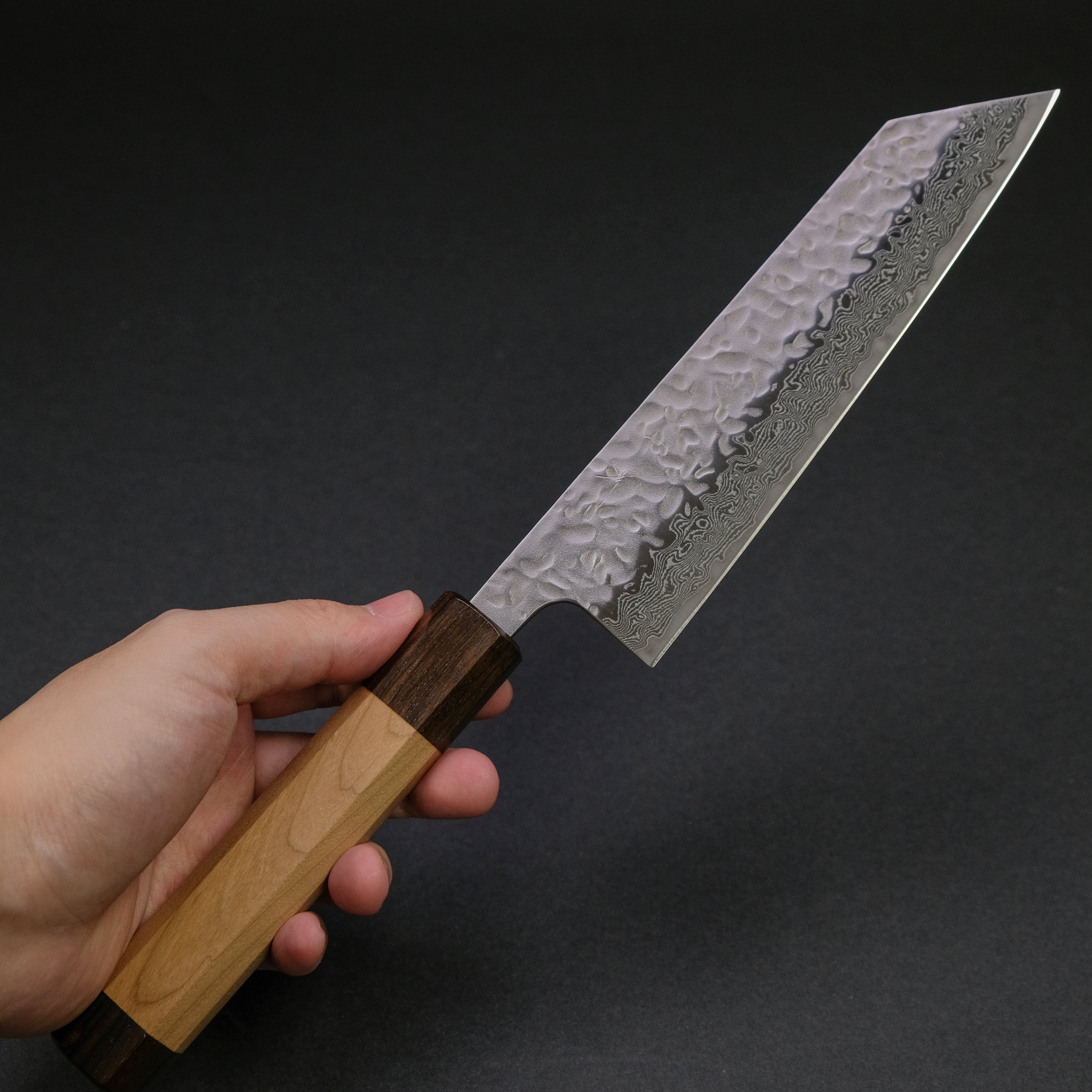 Hitohira Futana Stainless Steel Tsuchime Damascus Bunka Knife with Cherry Wood Handle - Japanese Kitchen Knife for Slicing, Dicing & Precision Cooking