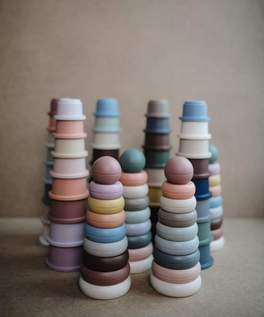 Mushie Stacking Rings Toy - Montessori Baby Learning Toys for 6-12 Months - Wooden Rainbow Stacker for Toddlers - Perfect for Sensory Play, Early Education & Nursery Decor