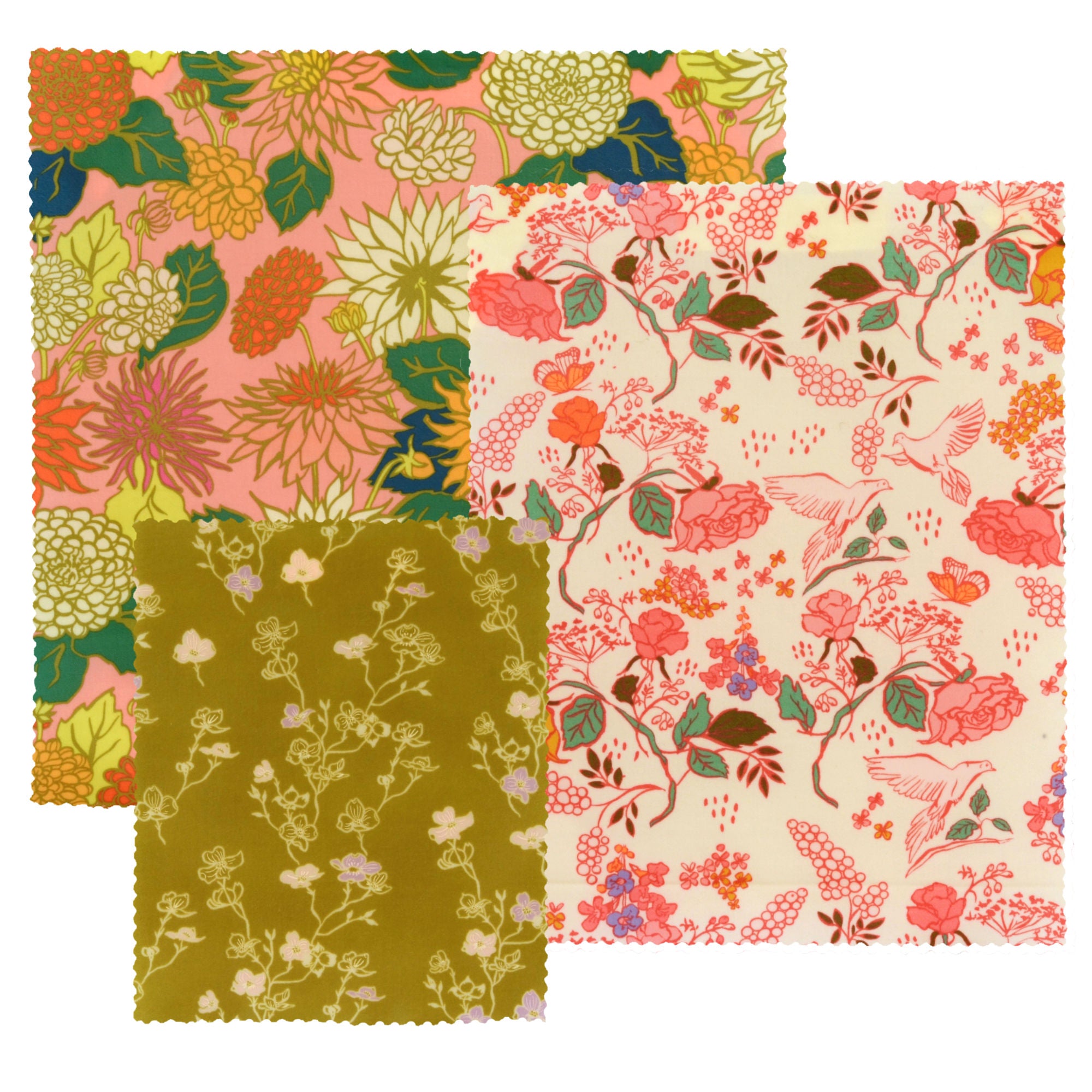 Organic Beeswax Food Wraps Set of 3 - Reusable Eco-Friendly Kitchen Storage for Sandwiches, Fruits & Leftovers - Sustainable Alternative to Plastic Wrap for Fresh Food Preservation