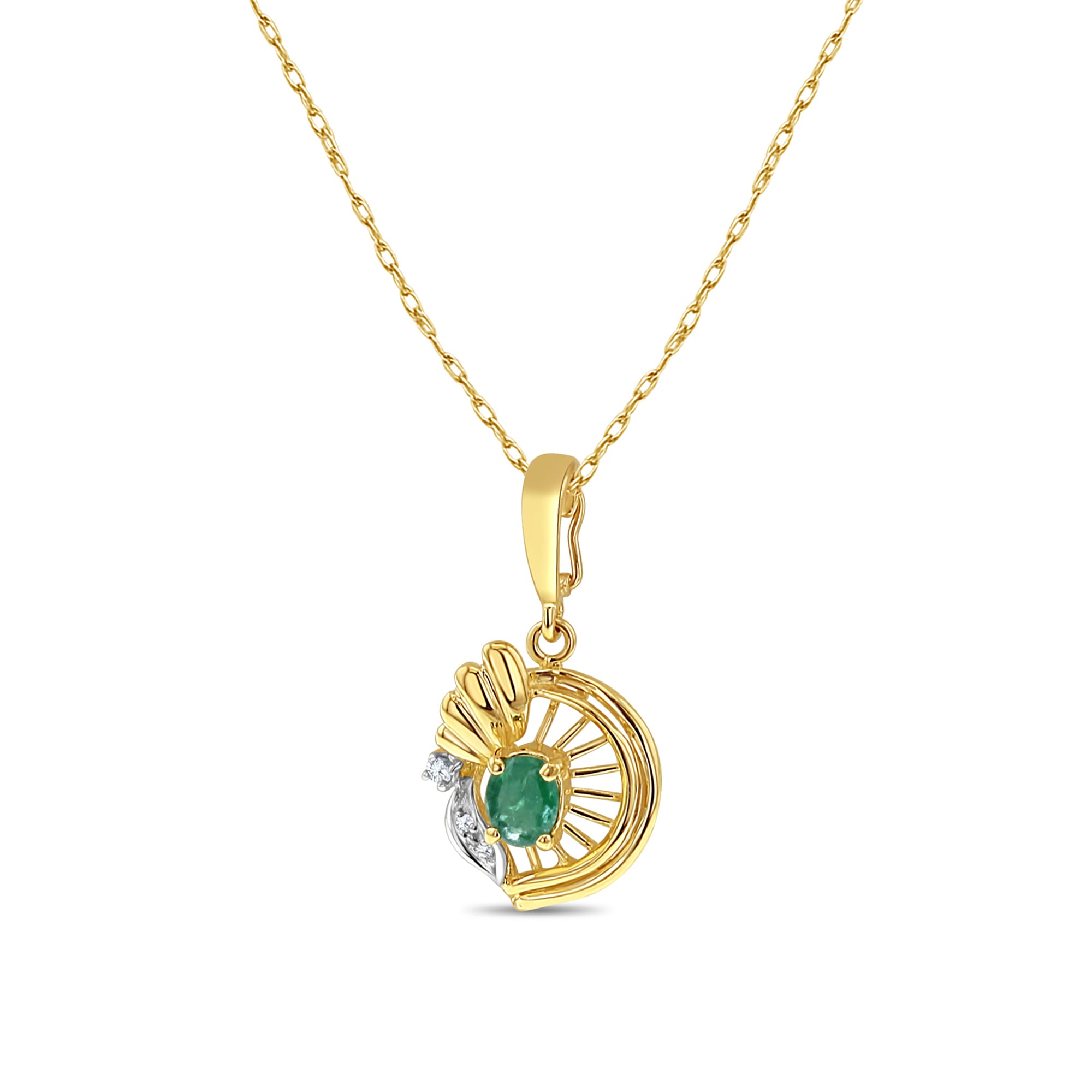 Stunning Oval Emerald Seashell Design Necklace - Elegant Jewelry for Women, Perfect for Beach Weddings, Summer Vacations & Boho Fashion