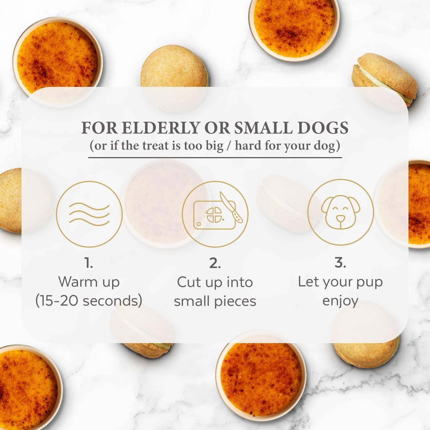 Bonne et Filou Gourmet Dog Treats - Creme Brulee Cupcakes & Macaron Cakes, Healthy Human-Grade Dog Snacks (6 Count) - Perfect for Training Rewards & Special Occasions