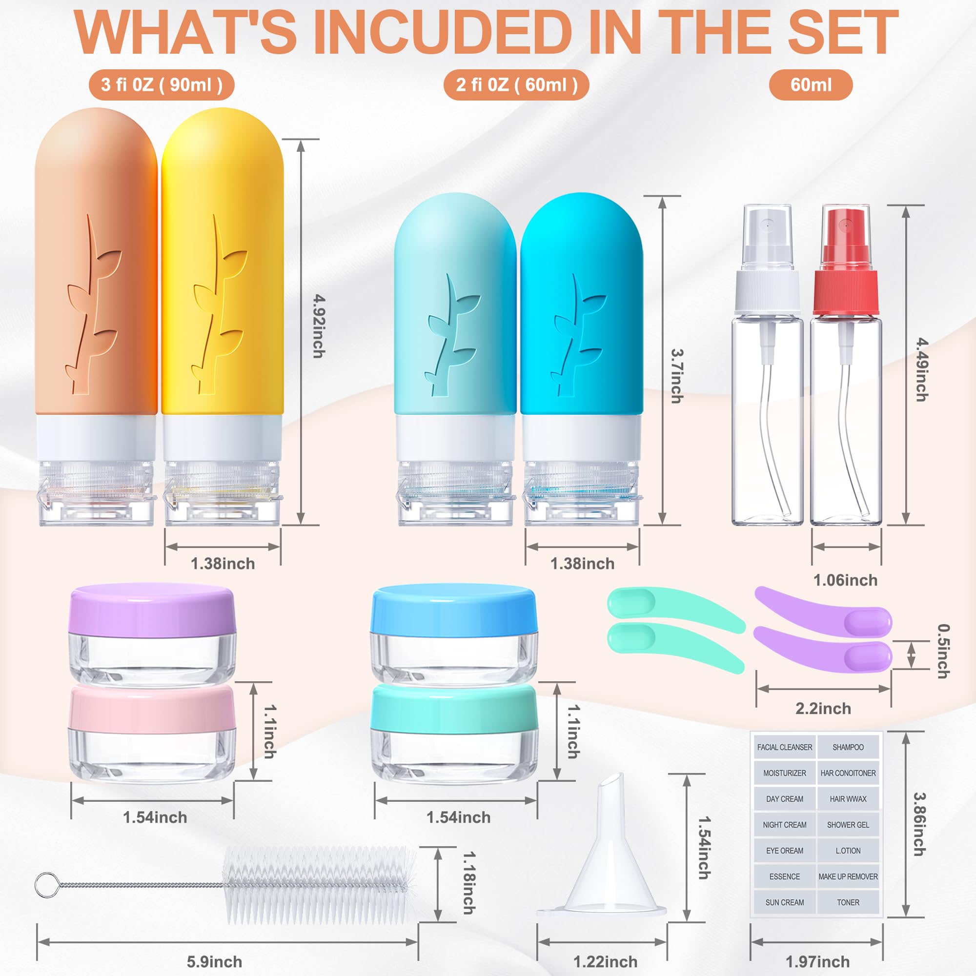 18-Piece TSA Approved Silicone Travel Bottles Set - Leakproof & Refillable Toiletry Containers for Shampoo, Lotion & Cosmetics | Perfect for Air Travel, Gym & Vacation Essentials