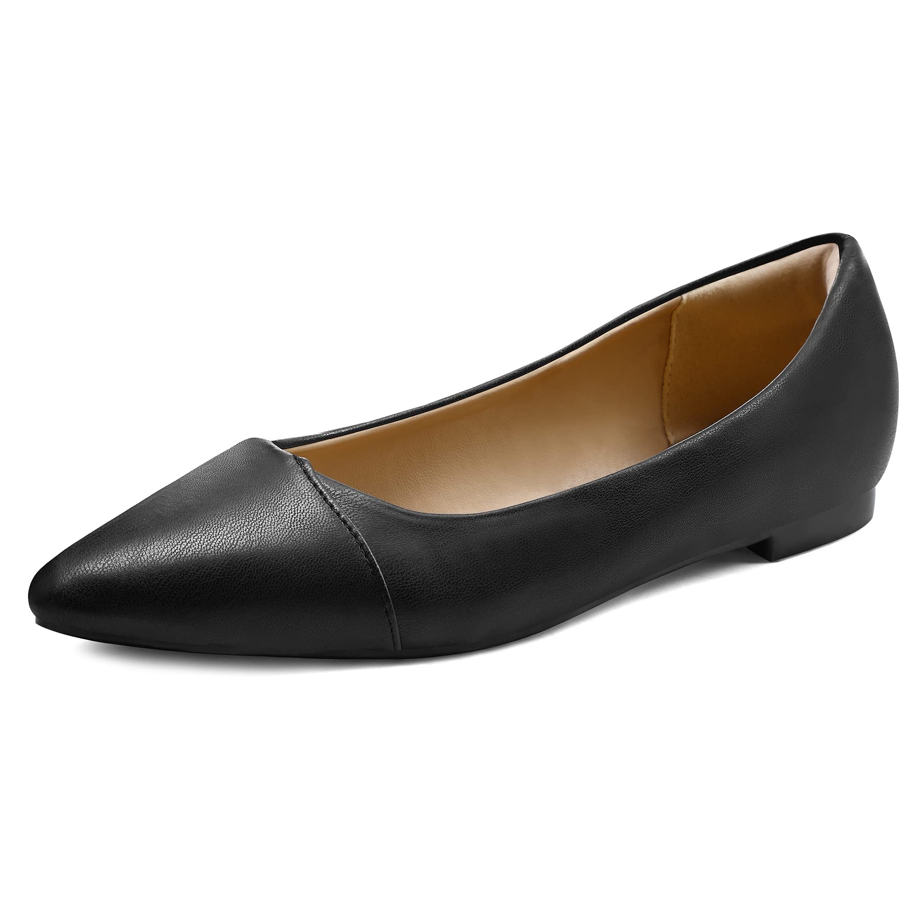 Mysoft Women's Pointed Toe Ballet Flats - Slip On Dress Shoes with Comfort Heel Protection - Perfect for Work, Office, Wedding & Formal Occasions