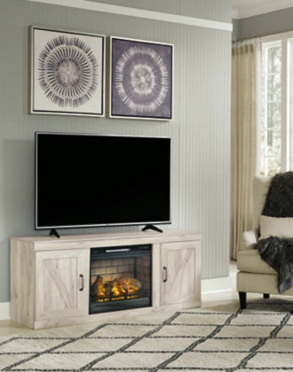 Bellaby TV Stand with Electric Fireplace - 60 Inch Modern Entertainment Center with LED Flame & Remote Control - Perfect for Living Room, Bedroom & Home Theater Setup