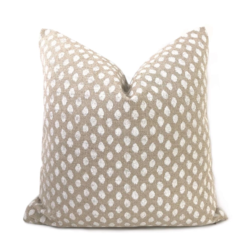 Sahara Chalk White Ikat Dots Beige Pillow Cover - Bohemian Decorative Throw Pillow Case for Sofa, Bed, Couch - Made from Premium Lacefield Designs Fabric