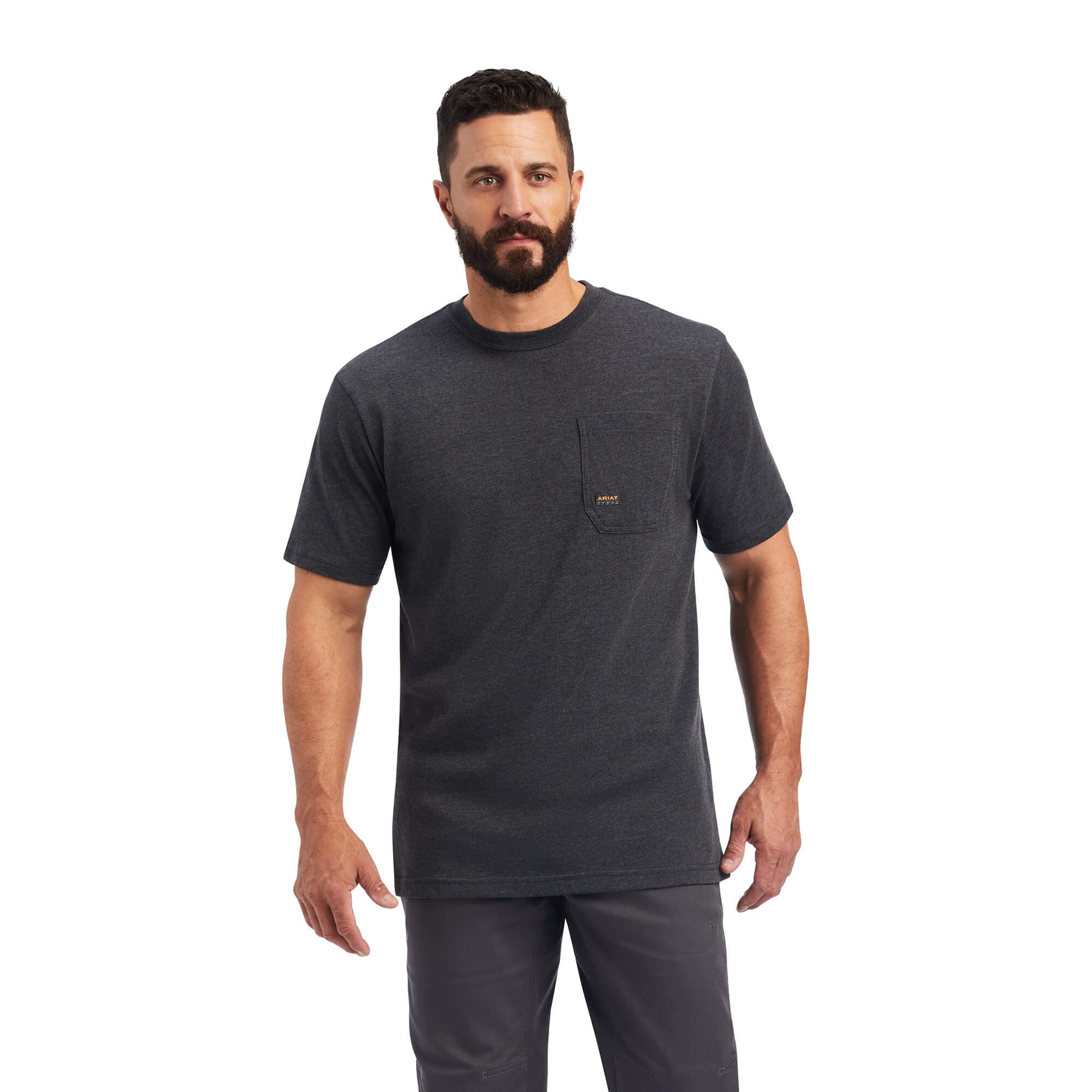 ARIAT Men's Rebar Cotton Strong Dog Tags T-Shirt - Durable Comfort Fit Casual Tee for Work, Outdoor & Everyday Wear
