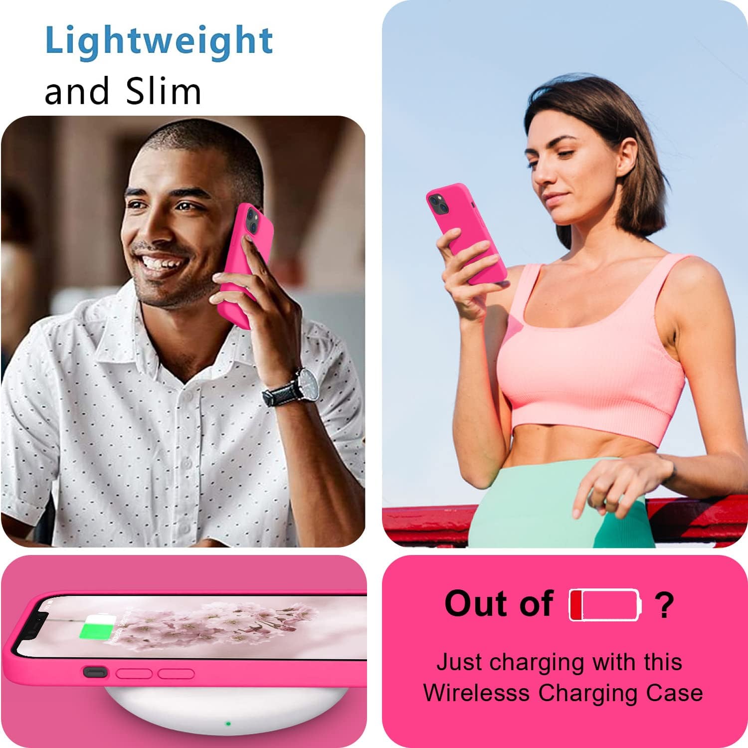 Premium Shockproof Slim Silicone Case for iPhone 14 - Hot Pink | Ultra-Protective & Stylish Cover for Everyday Use, Work & Travel