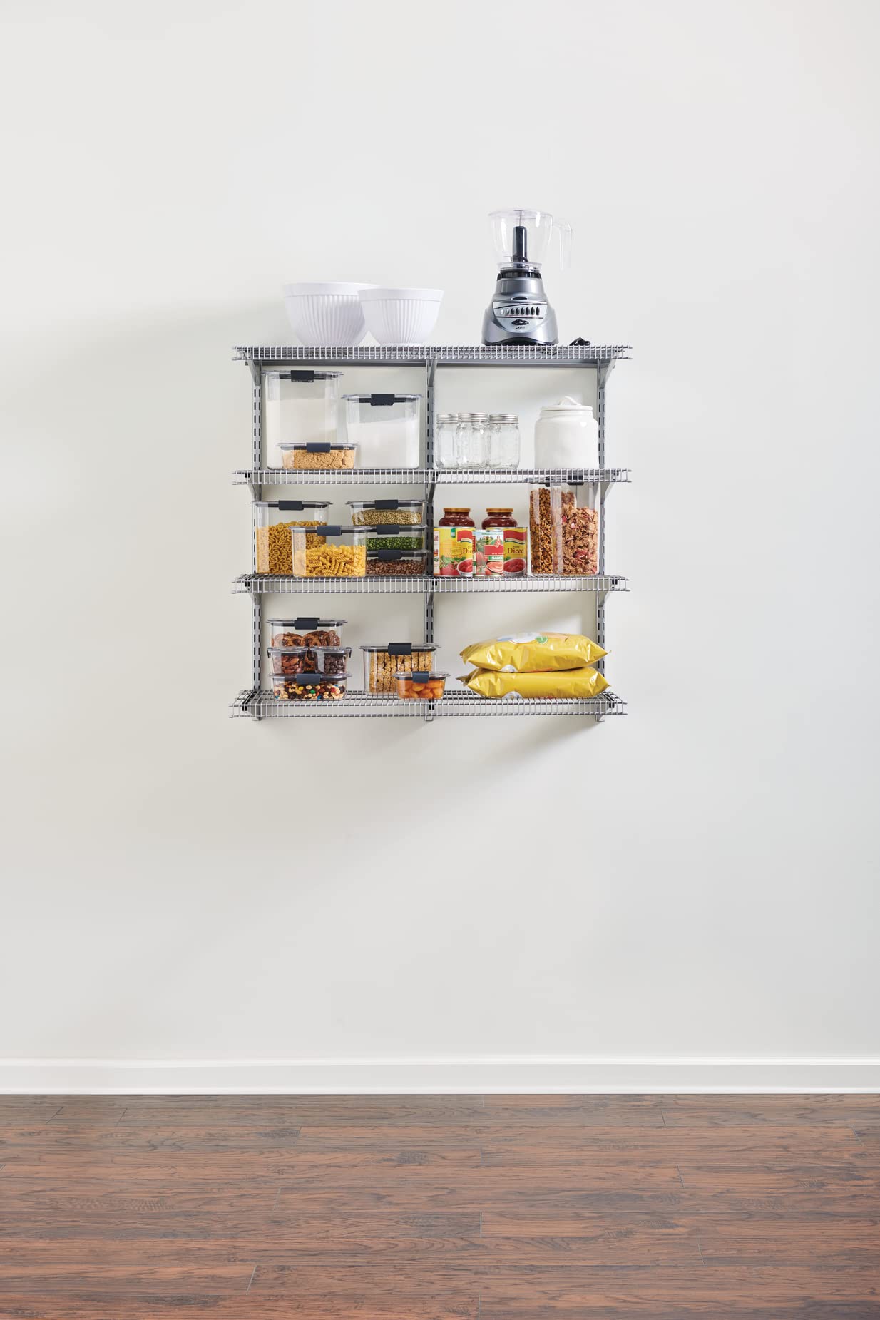 Rubbermaid 36-Inch Pantry Organizer Kit - Closet Storage System in Satin Nickel Finish | Perfect for Kitchen, Bathroom & Bedroom Organization