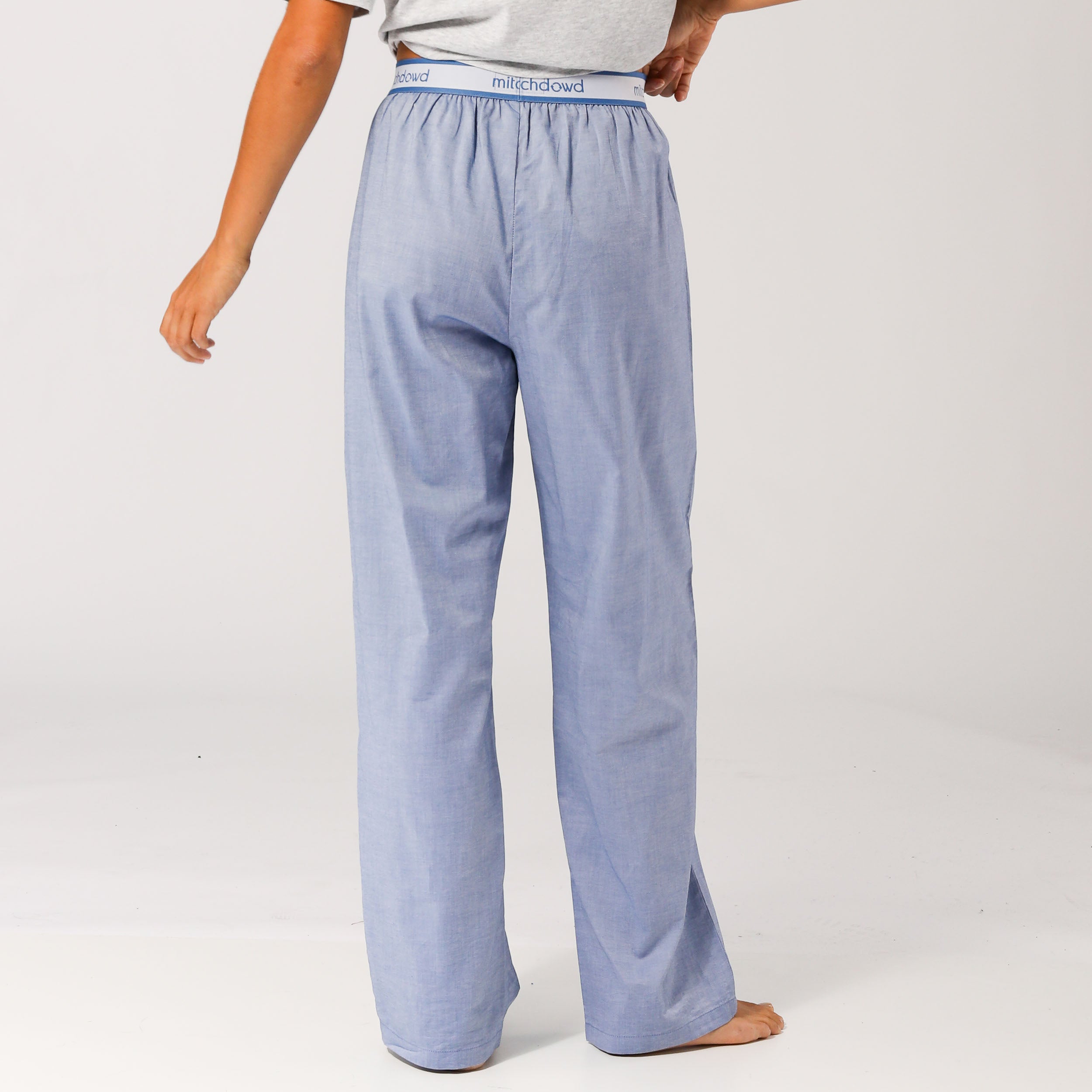 Women's Soft Chambray Sleep Pants - Breathable Lounge Pajama Pants for Women in Light Blue - Perfect for Sleeping, Lounging & Relaxing at Home