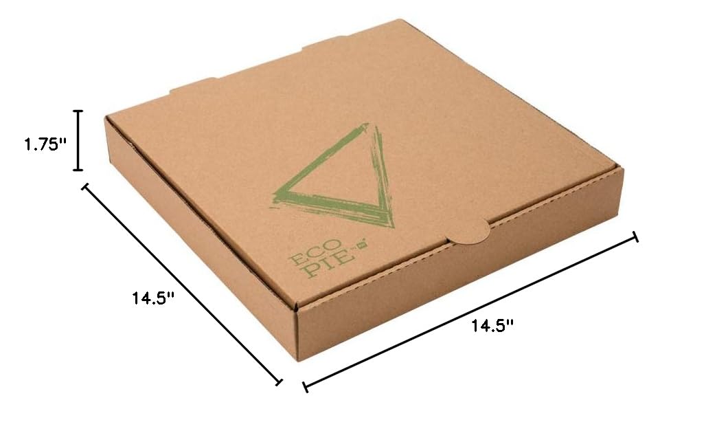 Eco-Friendly 14.5 Inch x 1.6 Inch Corrugated Pizza Boxes - 50 Pack Kraft Takeout Boxes | Greaseproof & Sturdy Disposable Food Containers for Delivery, Parties, and Picnics | Repurpose as Plates