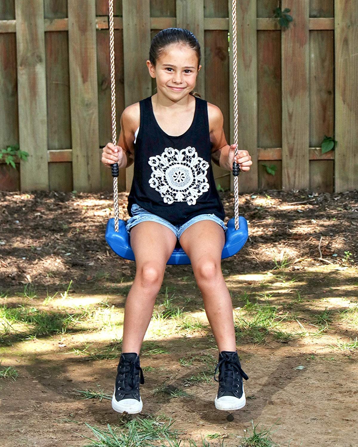 Heavy Duty Kids Swing Set - Durable Outdoor Tree Swing for Children with Strong Nylon Rope - Indoor/Outdoor Playground Swing Seat (Blue) - Perfect for Backyard, Park, and Playground Fun