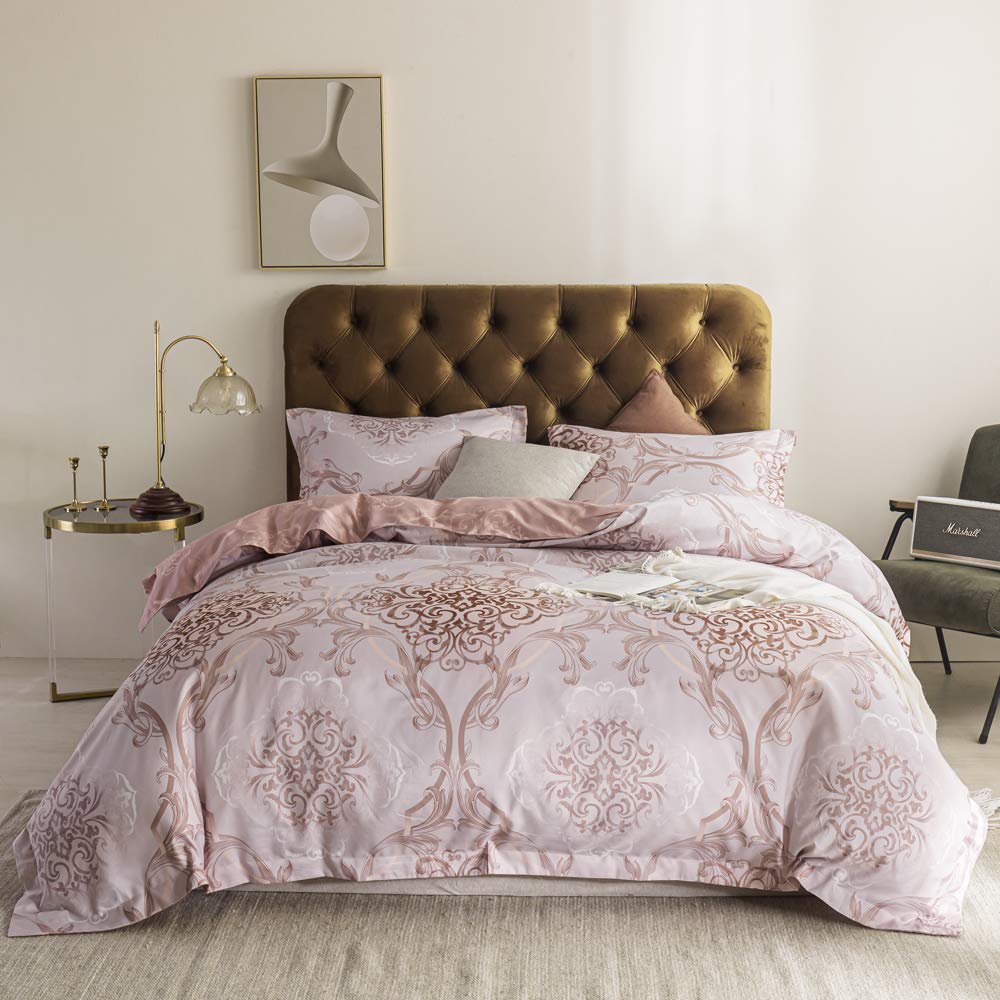 Simple & Opulence 100% Polyester King Size Duvet Cover Set with Zipper Closure - Lightweight Reversible Floral Microfiber Bedding Includes 1 Comforter Cover & 2 Pillow Shams (Pink) - Perfect for Master Bedrooms, Guest Rooms & Cozy Home Decor