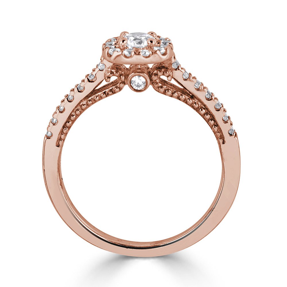 14KT Gold 0.50 CTW Cushion Cut Diamond Halo Cathedral Engagement Ring for Women - Perfect for Proposals, Weddings & Anniversary Gifts