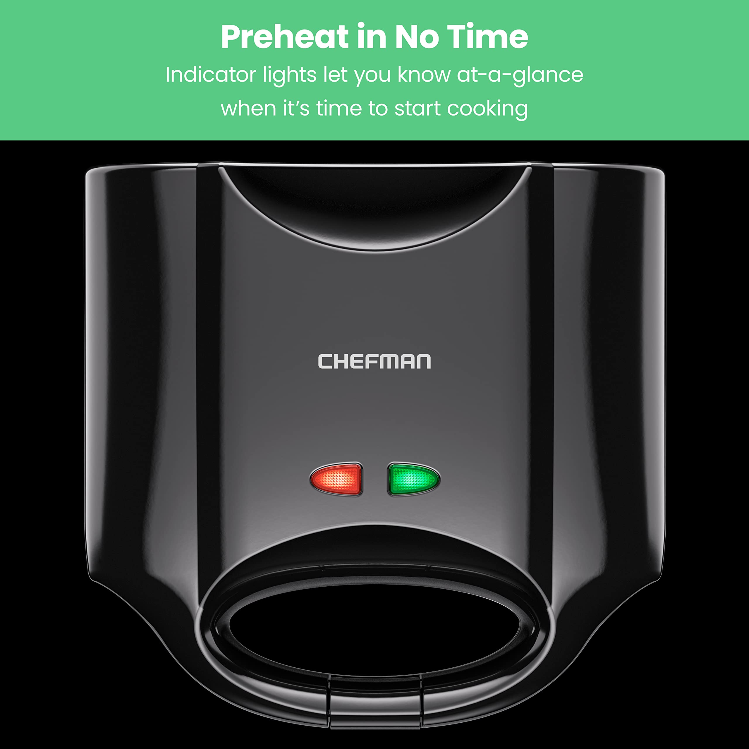 Chefman Electric Sandwich Maker - Portable, Nonstick Panini Press & Quesadilla Maker with Indicator Lights, Locking Lid & Cord Storage - Perfect for Breakfast, Lunch & Camping Meals