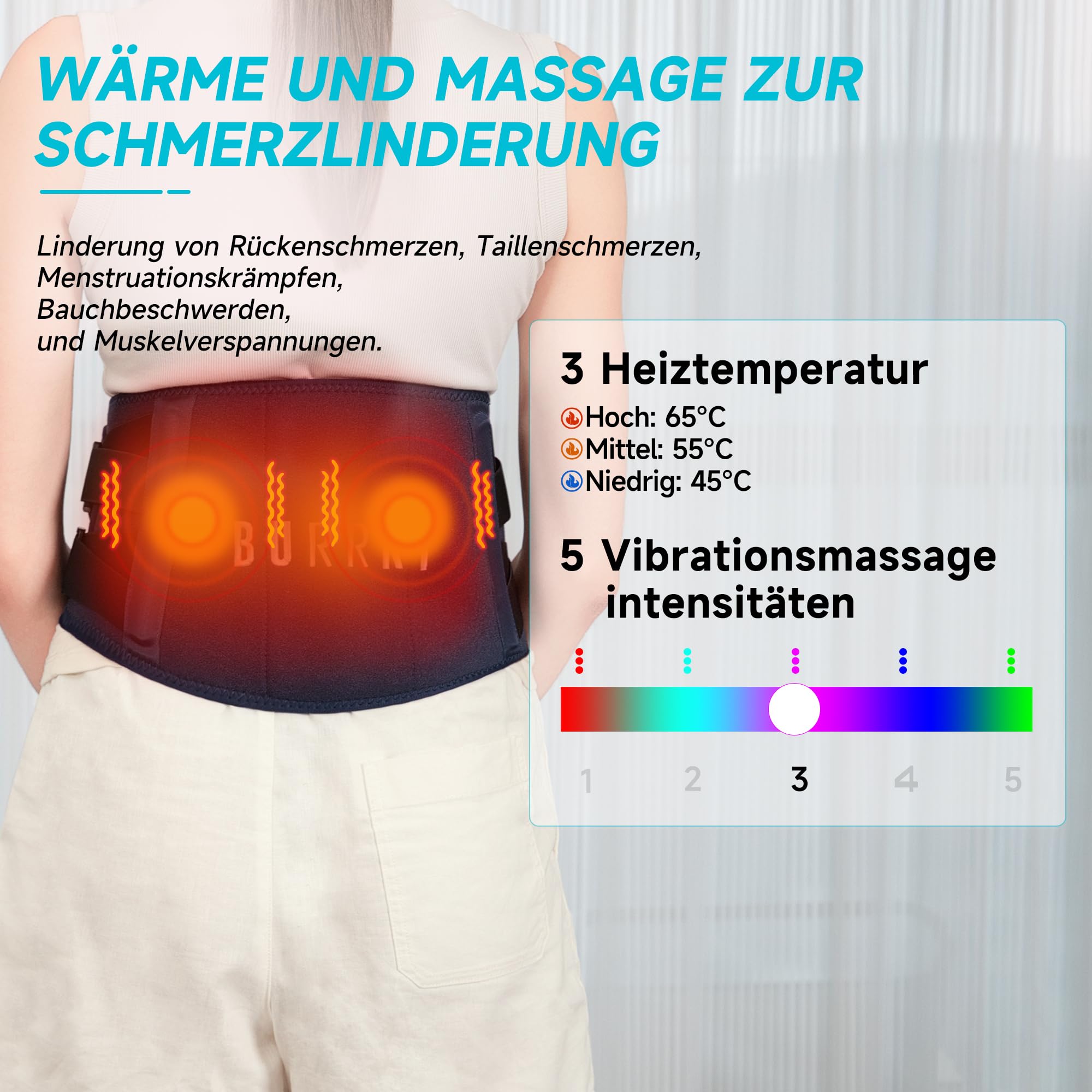 Wireless Heating Belt with Vibration Massage for Back Pain Relief - Portable & Rechargeable for Home, Office & Travel Use