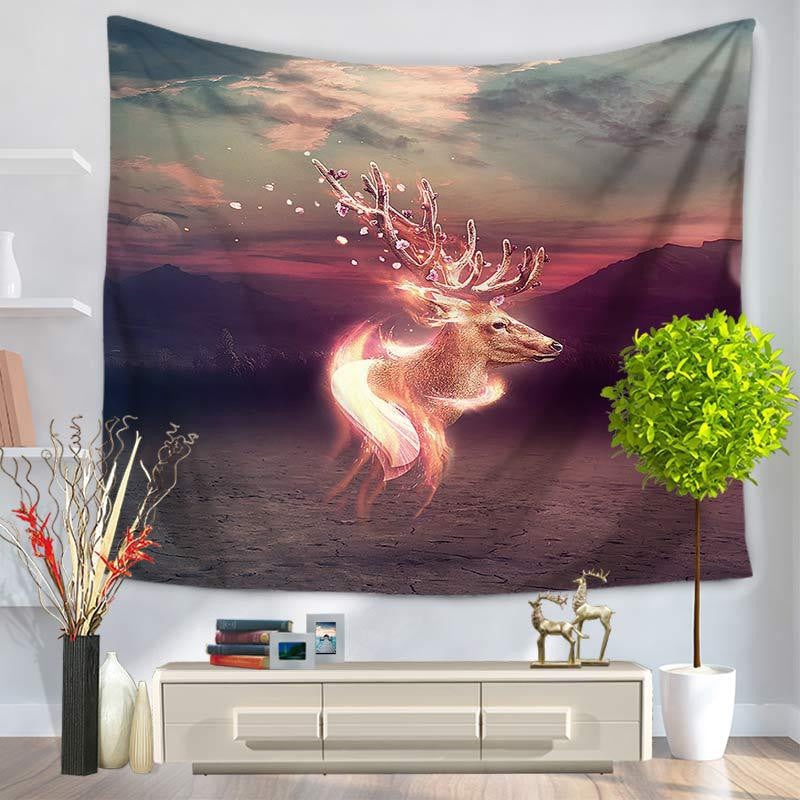 Animal Series Tapestry Wall Hanging - Milu Deer Design Sandy Beach Carpet GT1086 for Living Room, Bedroom Decor & Boho Home Aesthetics