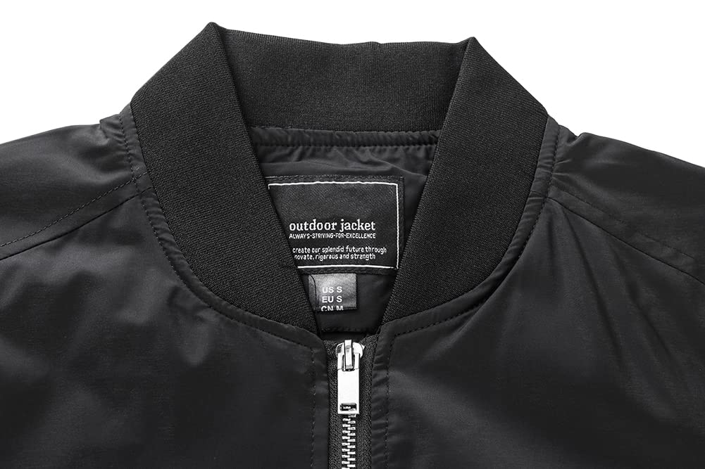 FASKUNOIE Men's Lightweight Bomber Jacket - Windproof Spring & Fall Varsity Coat with Pockets for Cycling, Casual Wear & Outdoor Activities