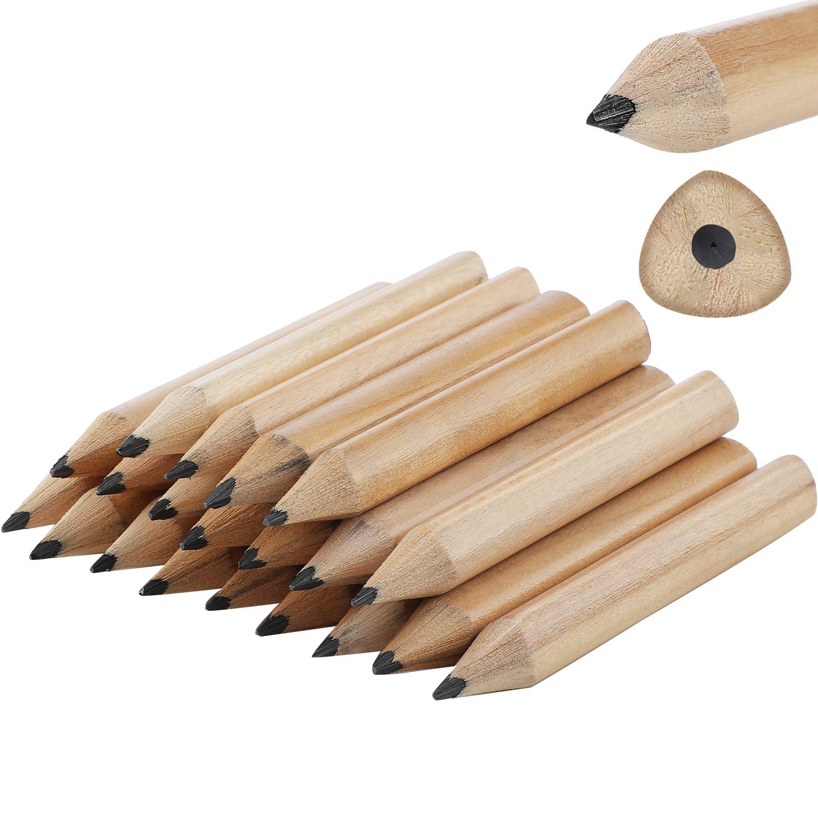 Triangular Fat Pencils for Kids - 20 Pack Mini Wood Beginner Writing Pencils with Comfortable Grip (3.5 Inch) - Perfect for Preschool, Kindergarten & Early Learning Activities