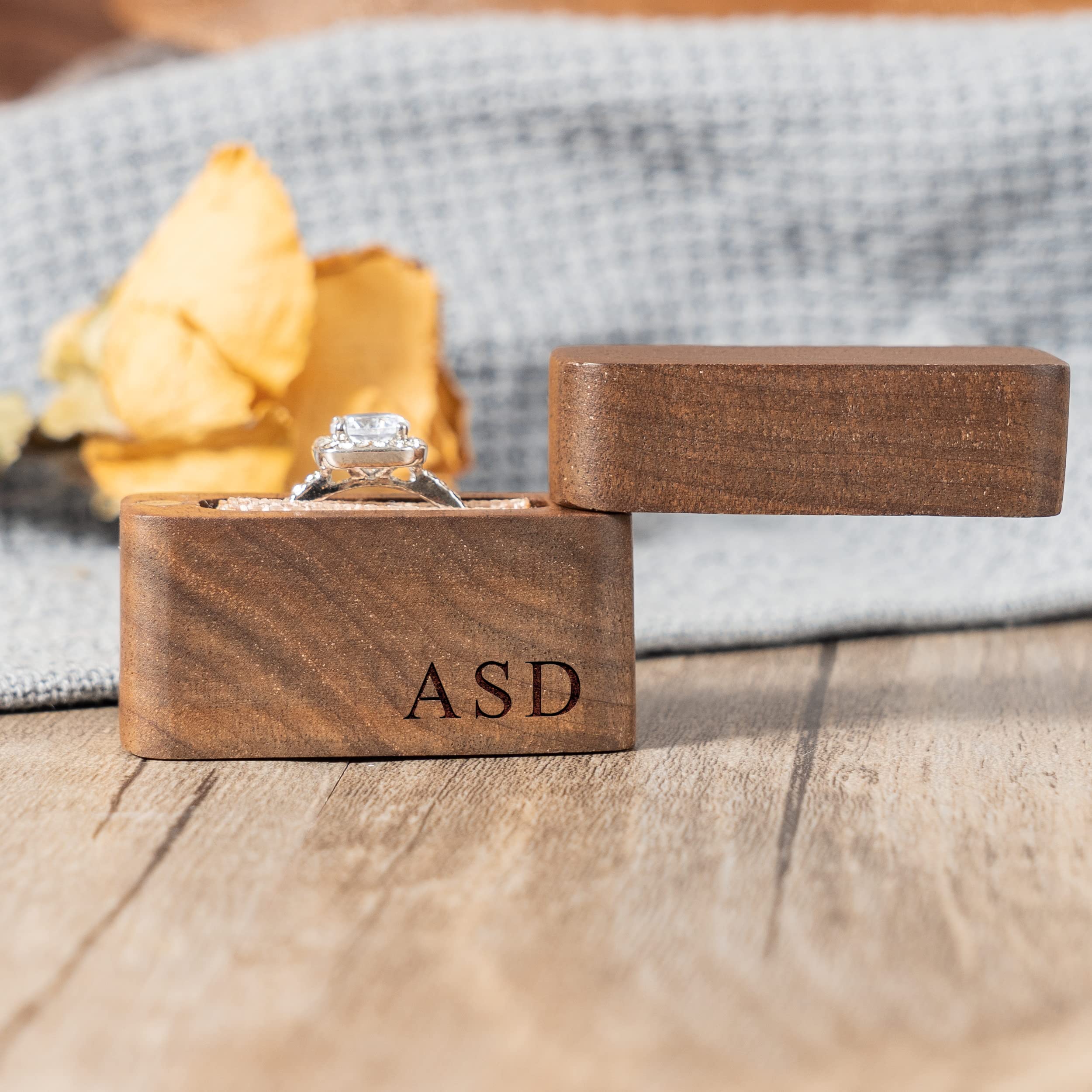 Custom Engraved Wooden Ring Box - Personalized Wedding Proposal Jewelry Display Case for Engagement & Wedding Rings - Portable Gift Box for Him or Her - Perfect for Proposals, Anniversaries, and Special Occasions