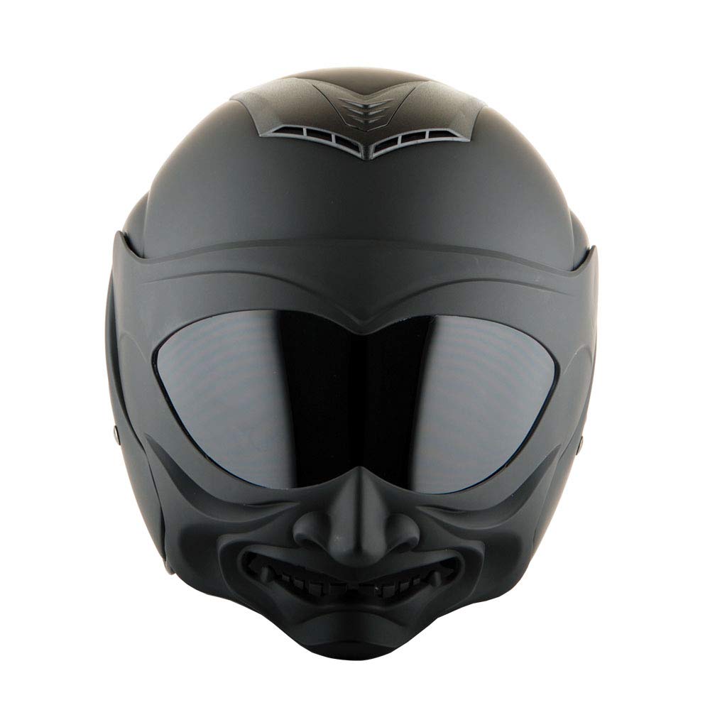 Martian Motorcycle Open Face Fiberglass Dual Visor Helmet - Classic Scooter & Bike Samurai Style HB_609 with Extra Clear Shield - Perfect for Urban Commuting & Vintage Bike Riders
