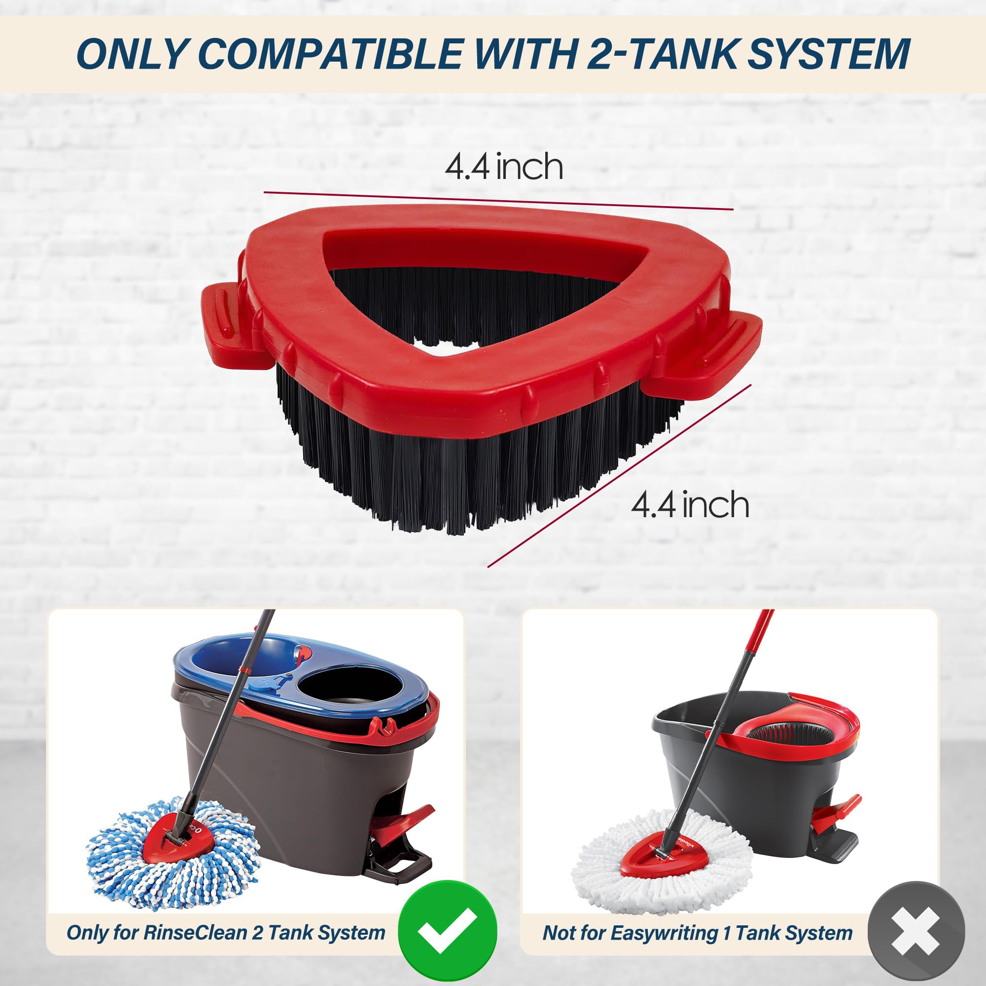 Liubeli Hard Bristle Scrub Brush Replacement for O-Cedar RinseClean 2 Tank System - Spin Mop Head Base - Heavy Duty Cleaning Brush for Shower, Bathroom, Tile, Kitchen & Hard Floor Surfaces (1 Pack) - Perfect for Deep Cleaning Grout, Stains & Tough Messes