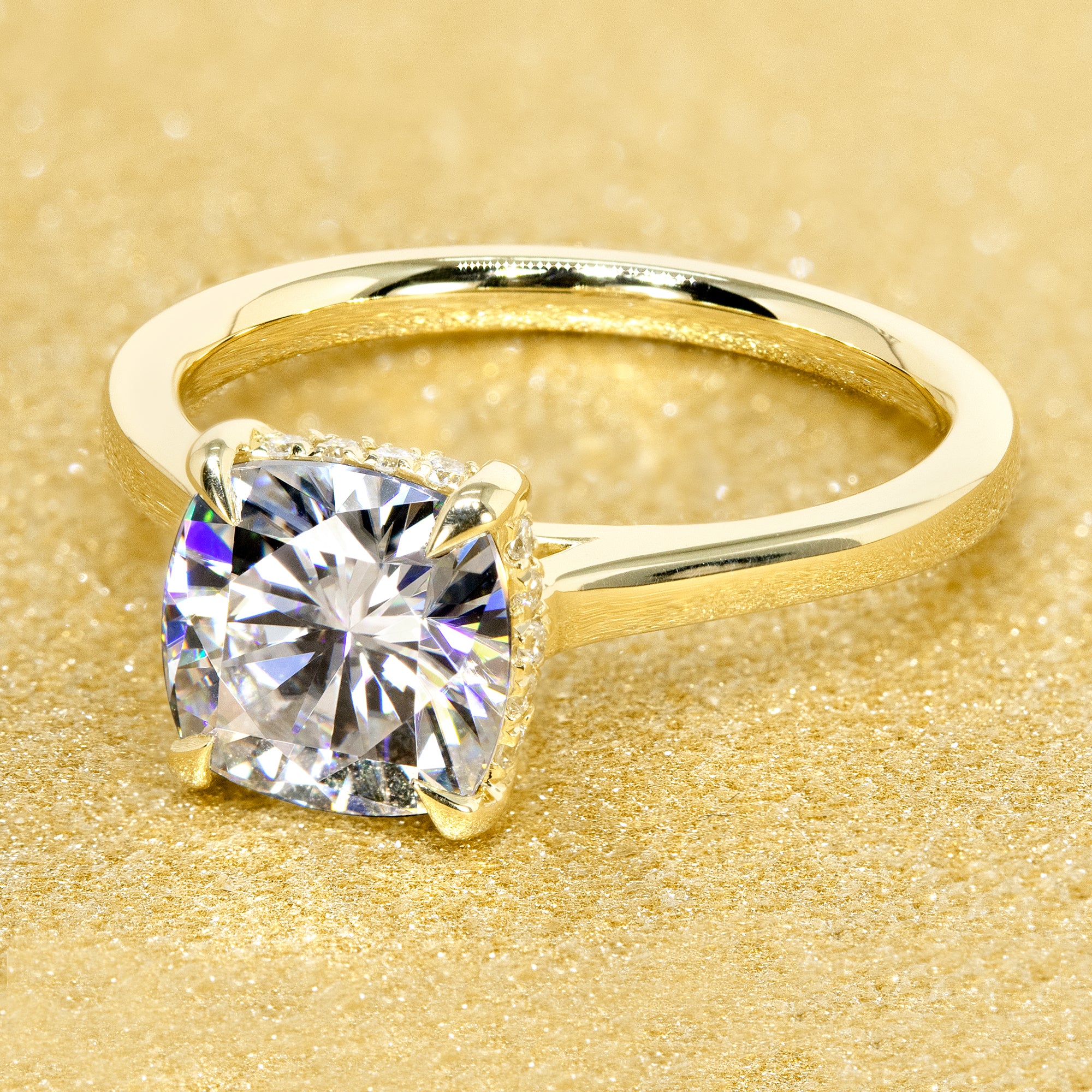 2ct Cushion Cut Moissanite Engagement Ring with Cathedral Setting & Hidden Halo - Perfect for Wedding Proposals, Anniversaries and Special Occasions