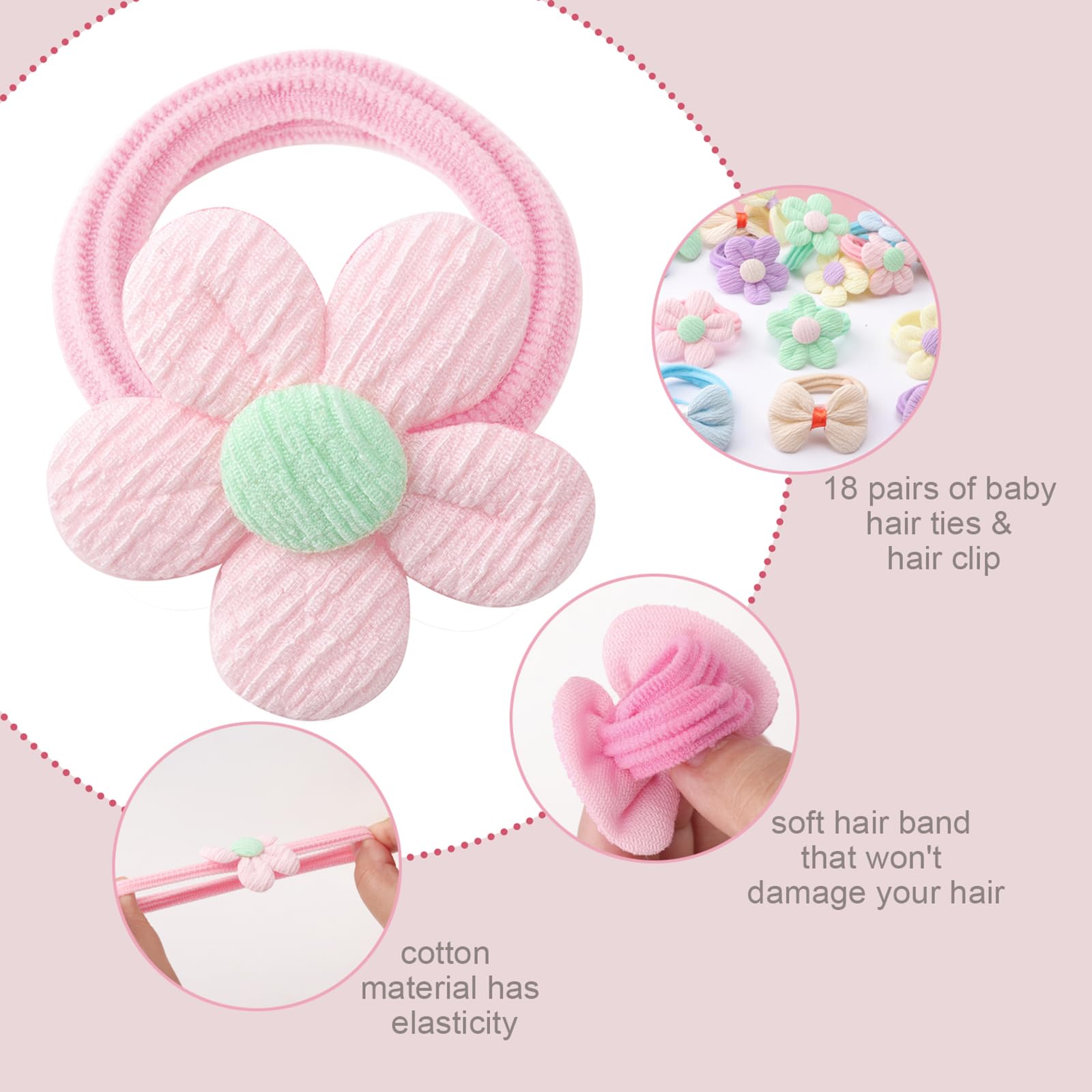 36 Pcs Cute Toddler Hair Clips & Bows Set - Colorful Flower Hair Ties & Snap Clips for Baby Girls - Perfect for Parties, School, and Daily Hair Styling