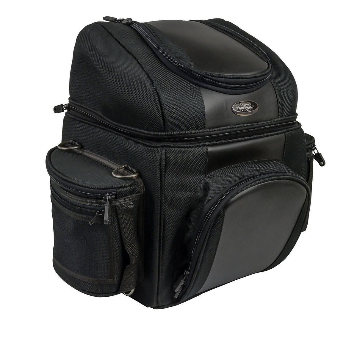 Milwaukee Leather SH682 Black Medium Motorcycle Sissy Bar Travel Bag - Waterproof Textile Luggage for Harley, Cruiser & Touring Bikes - Perfect for Road Trips & Daily Commuting